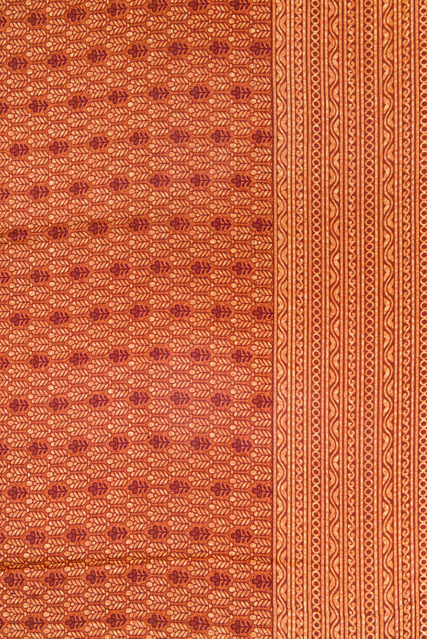 Border image of Rust Dual Tone Printed Silk Saree with Printed design on the body and Printed Border. 