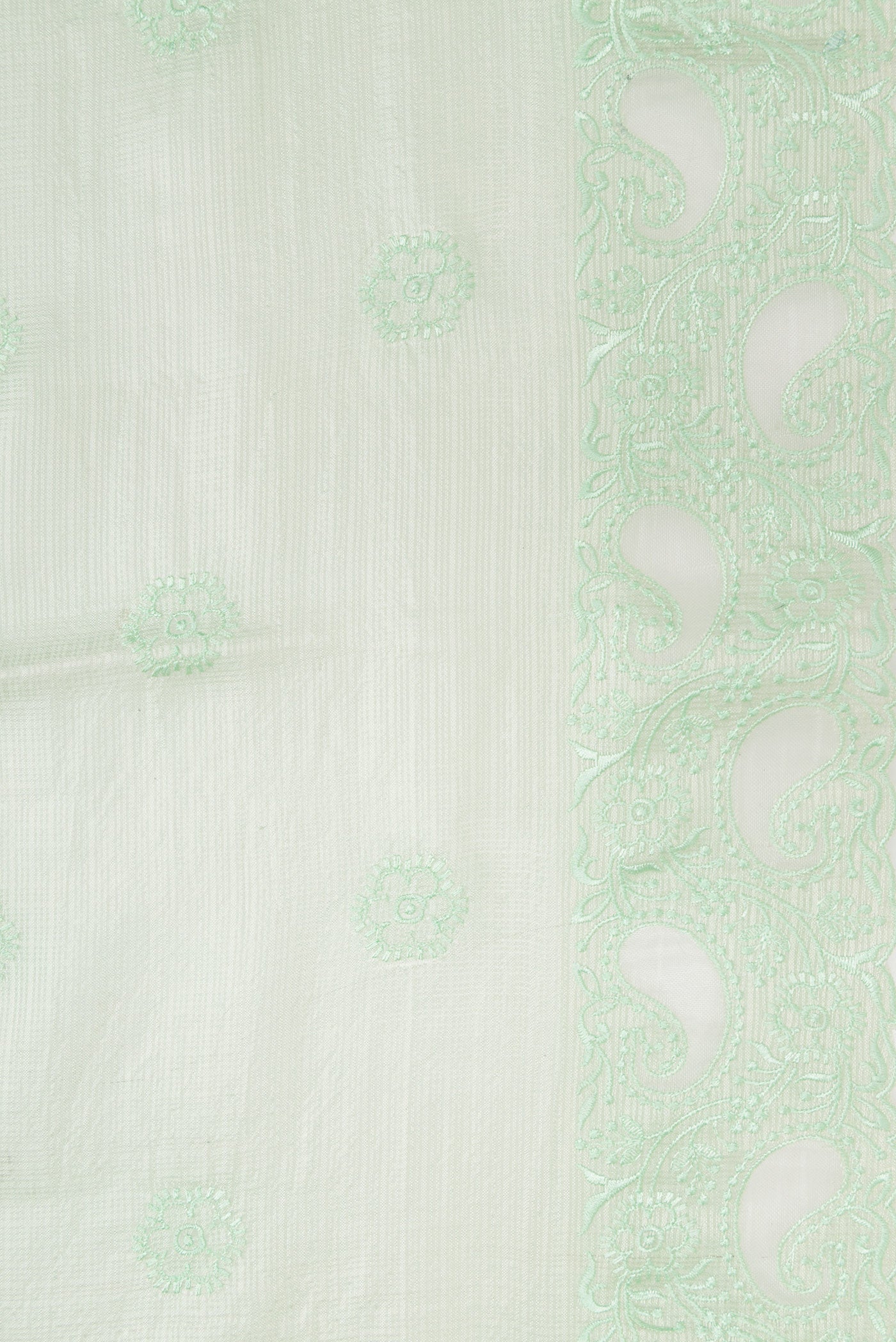Border image of Pista Green Dual Tone Kota Silk Saree with Embroidery on the body and Embroidery Border. 