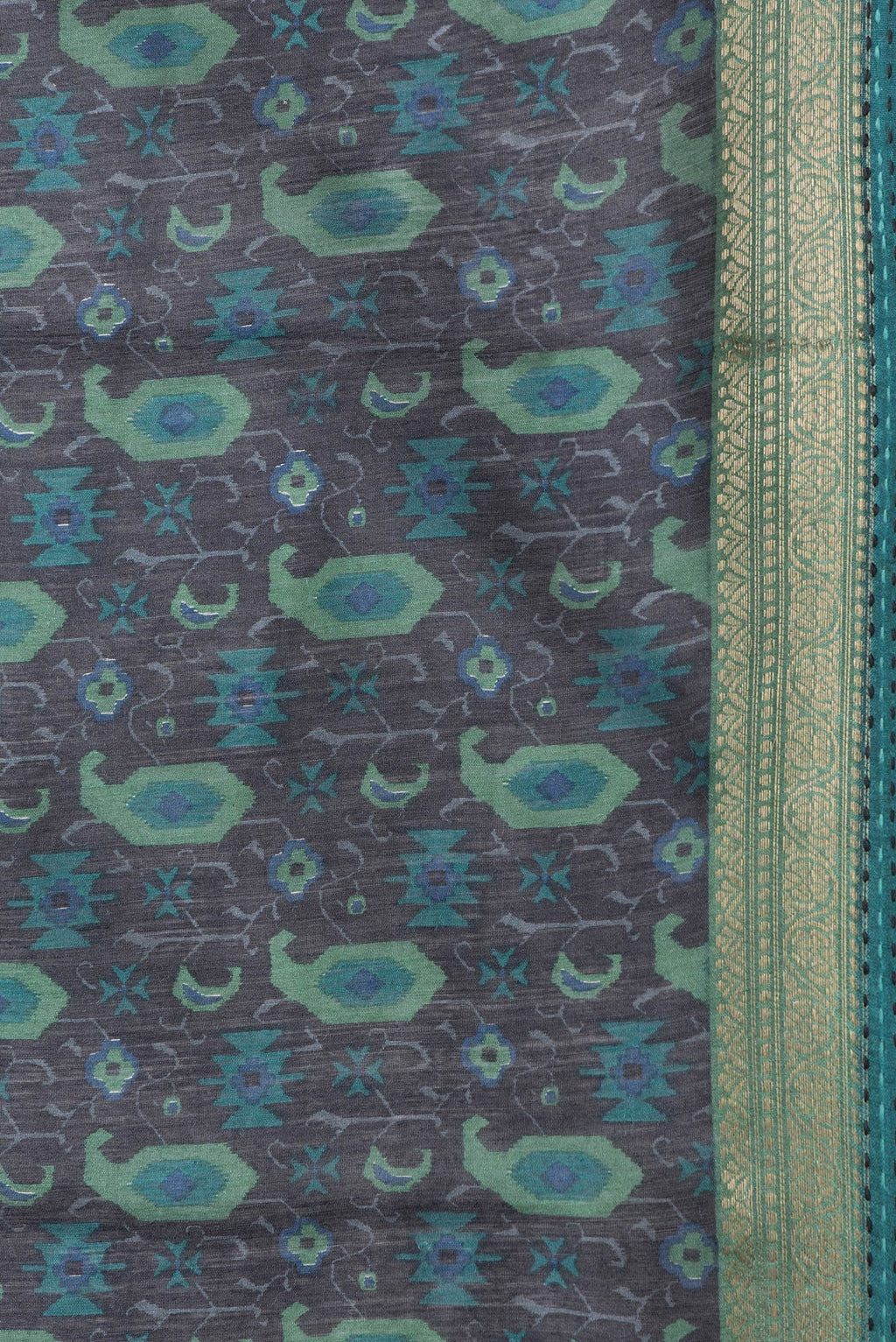 Border image of Black Dual Tone Tussar Silk Saree with Embroidery on the body and Fancy Border. 