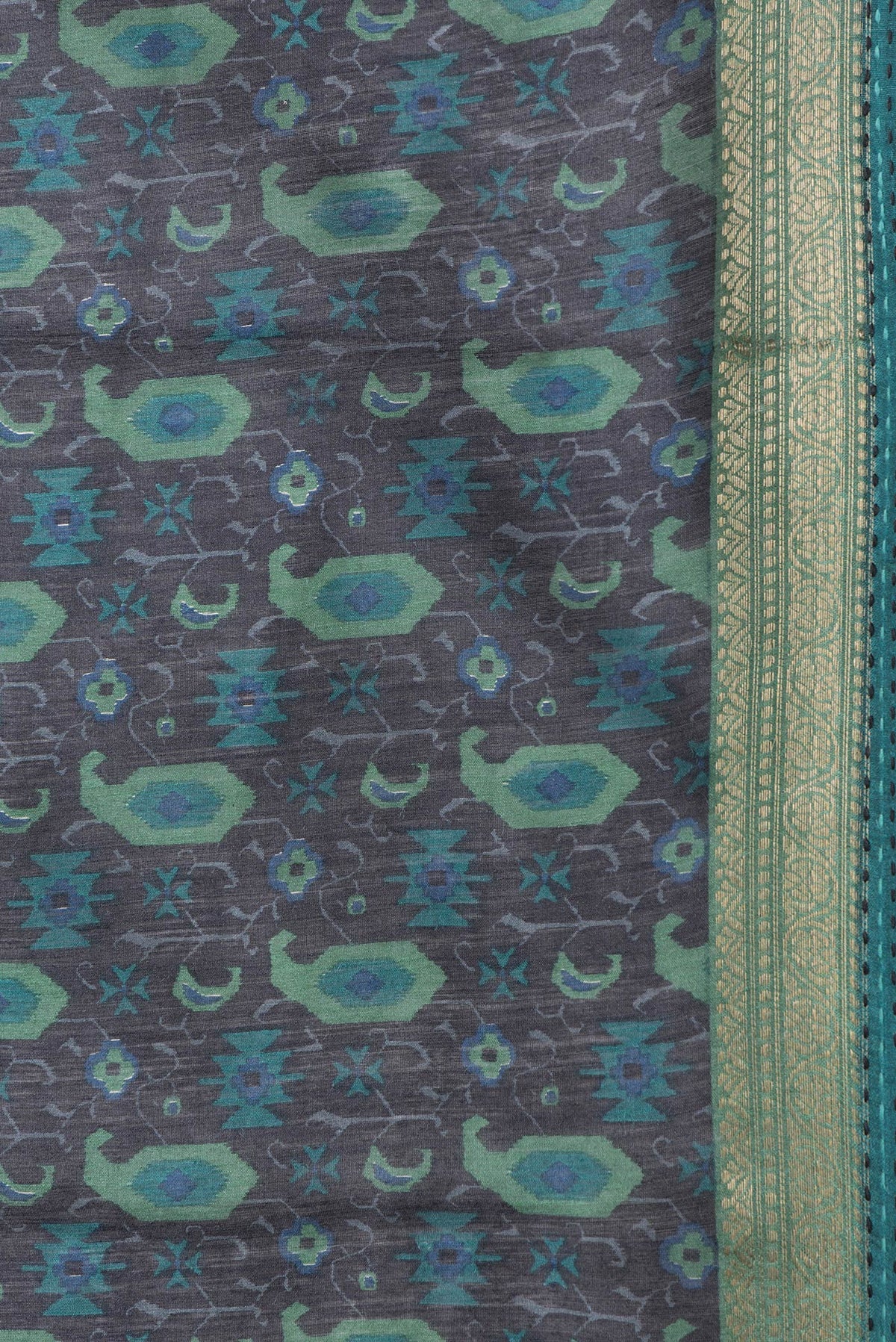 Border image of Black Dual Tone Tussar Silk Saree with Embroidery on the body and Fancy Border. 