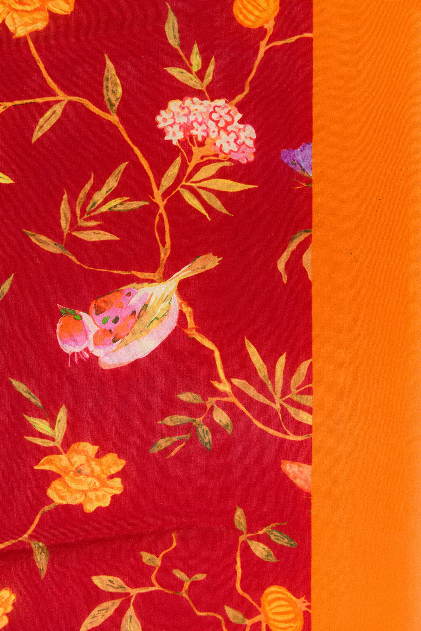 Border image of Maroon Dual Tone Printed Silk Saree with Printed design on the body and Plain Border. 