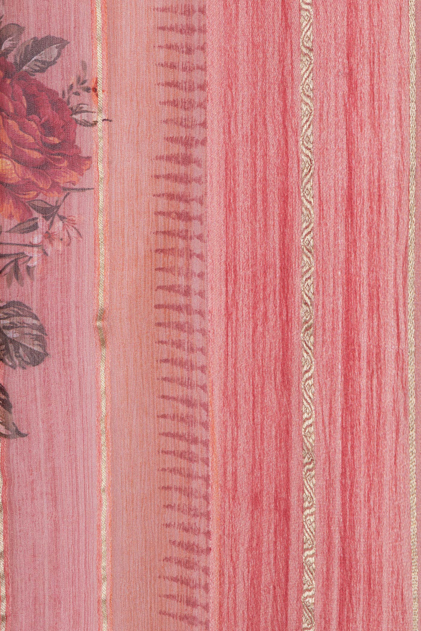 Border image of Golden Peach Dual Tone Mysore Georgette Saree with Stripes on the body and Zari Border. 