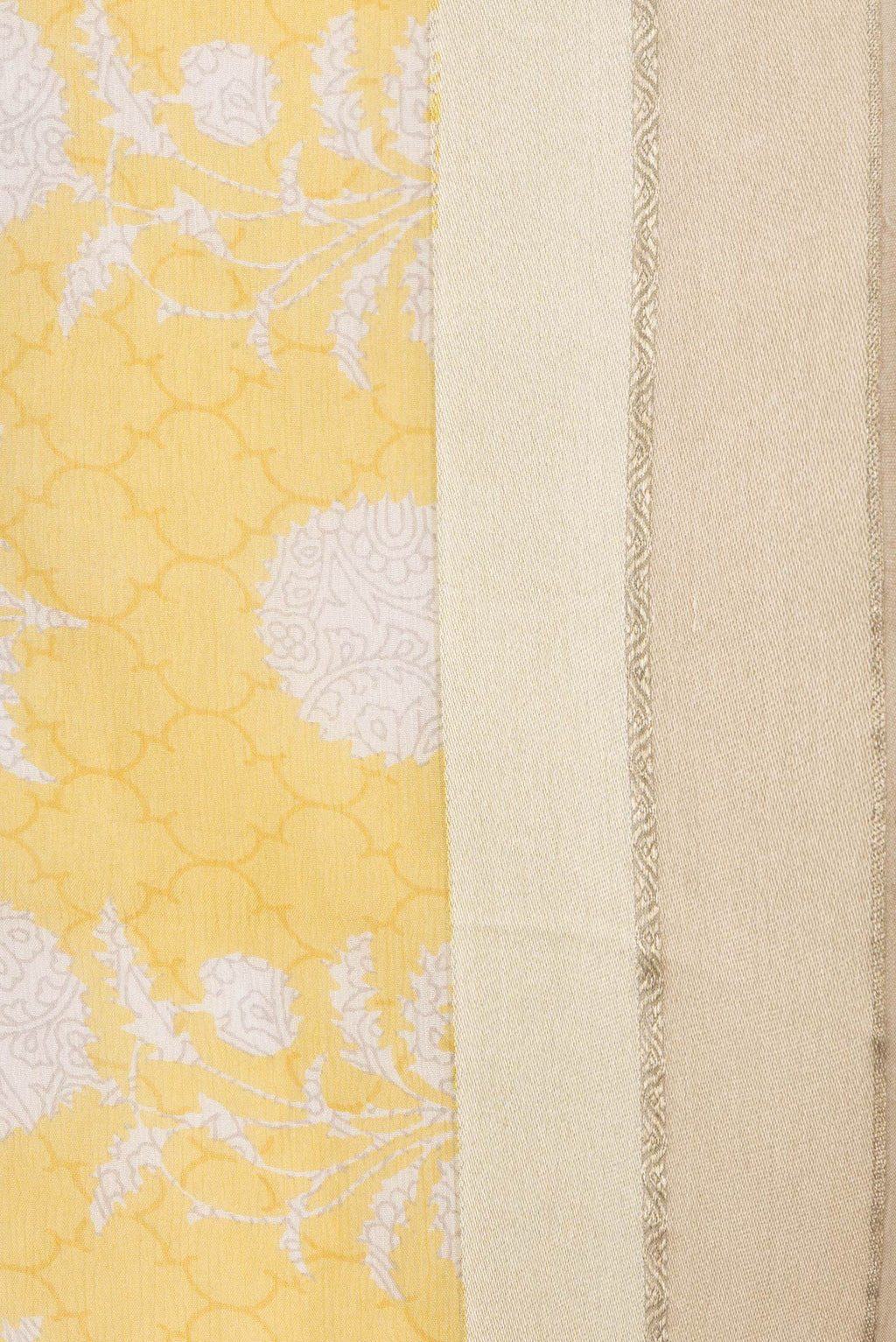 Border image of Yellow Dual Tone Mysore Chiffon Saree with Printed design on the body and Zari Border. 