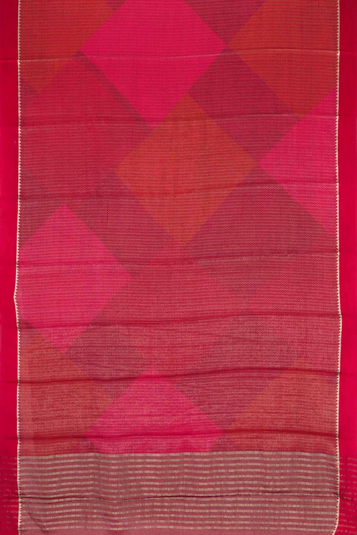 Flat view of Maroon Dual Tone Mysore Georgette Saree with Zari Brocade on the body and Zari Border