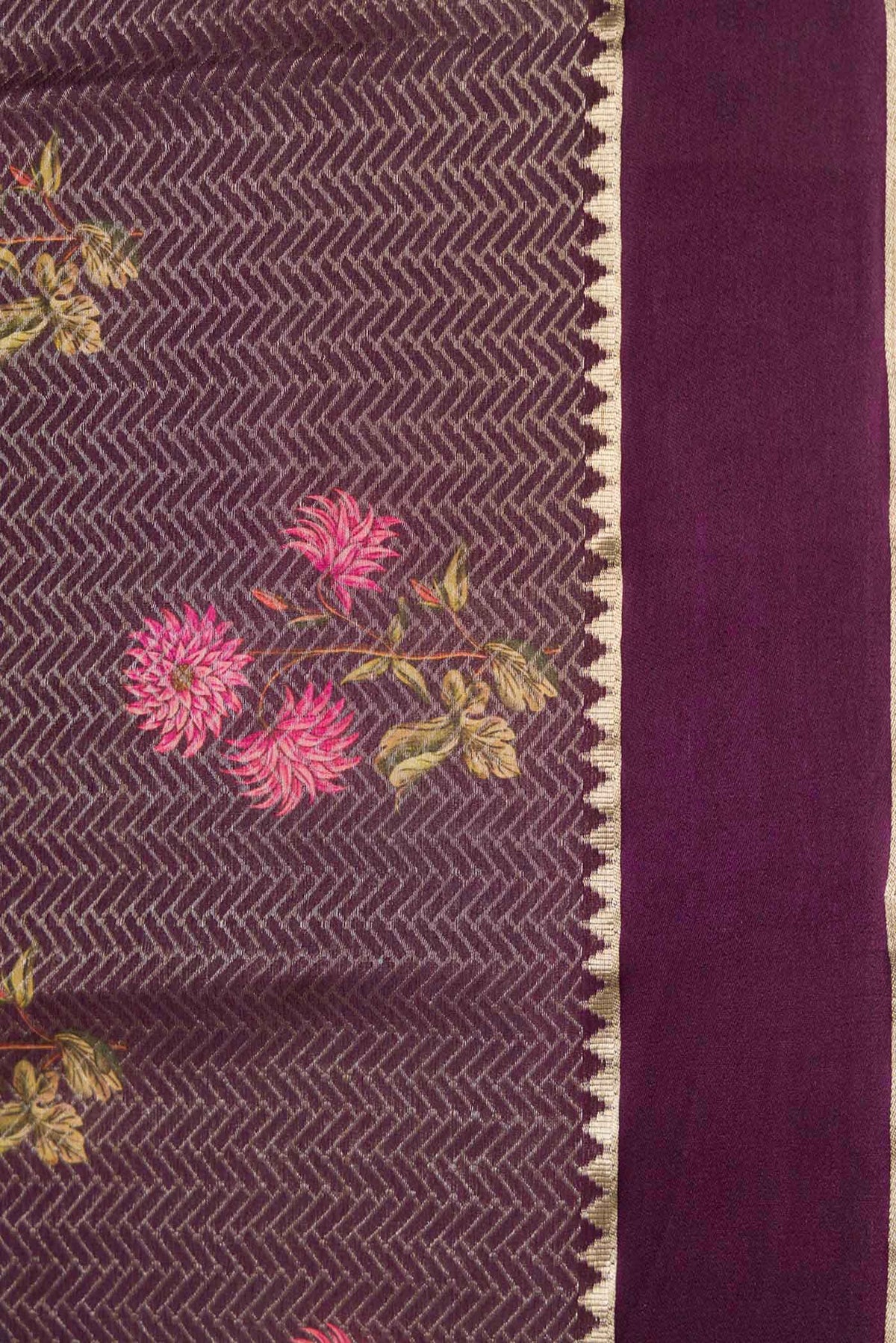 Border image of Burgundy Dual Tone Mysore Georgette Saree with Zari Brocade on the body and Zari And Thread Border