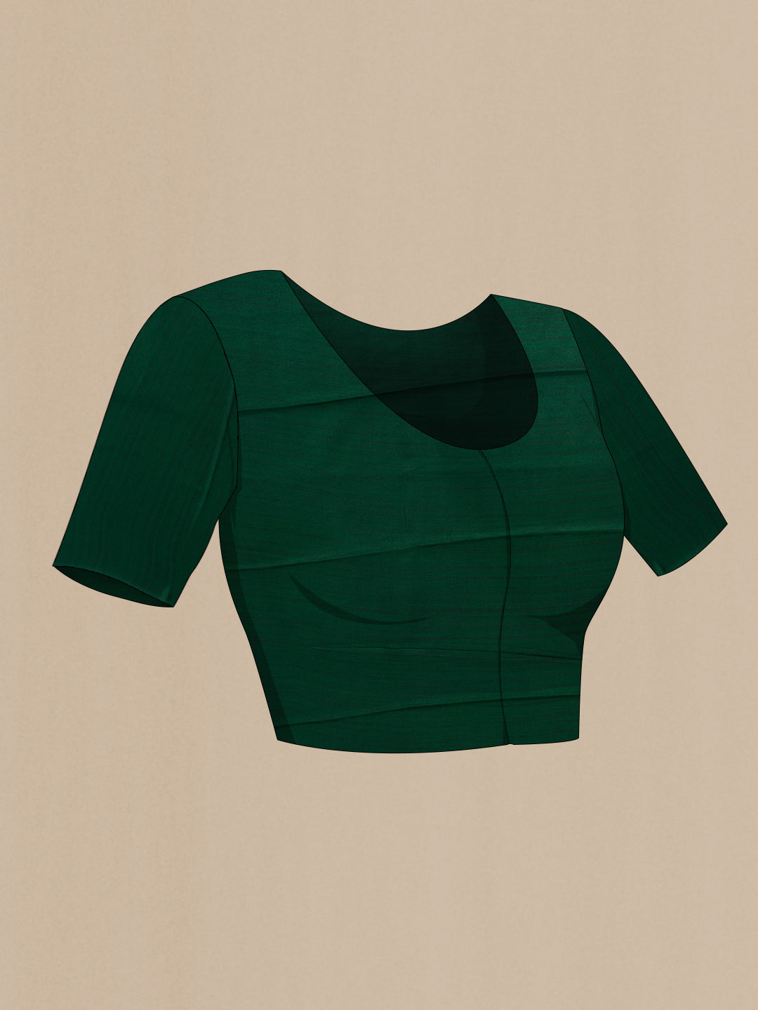 Close up image of the blouse of Green Dual Tone Mysore Crepe Saree with Zari Brocade on the body and Zari Border