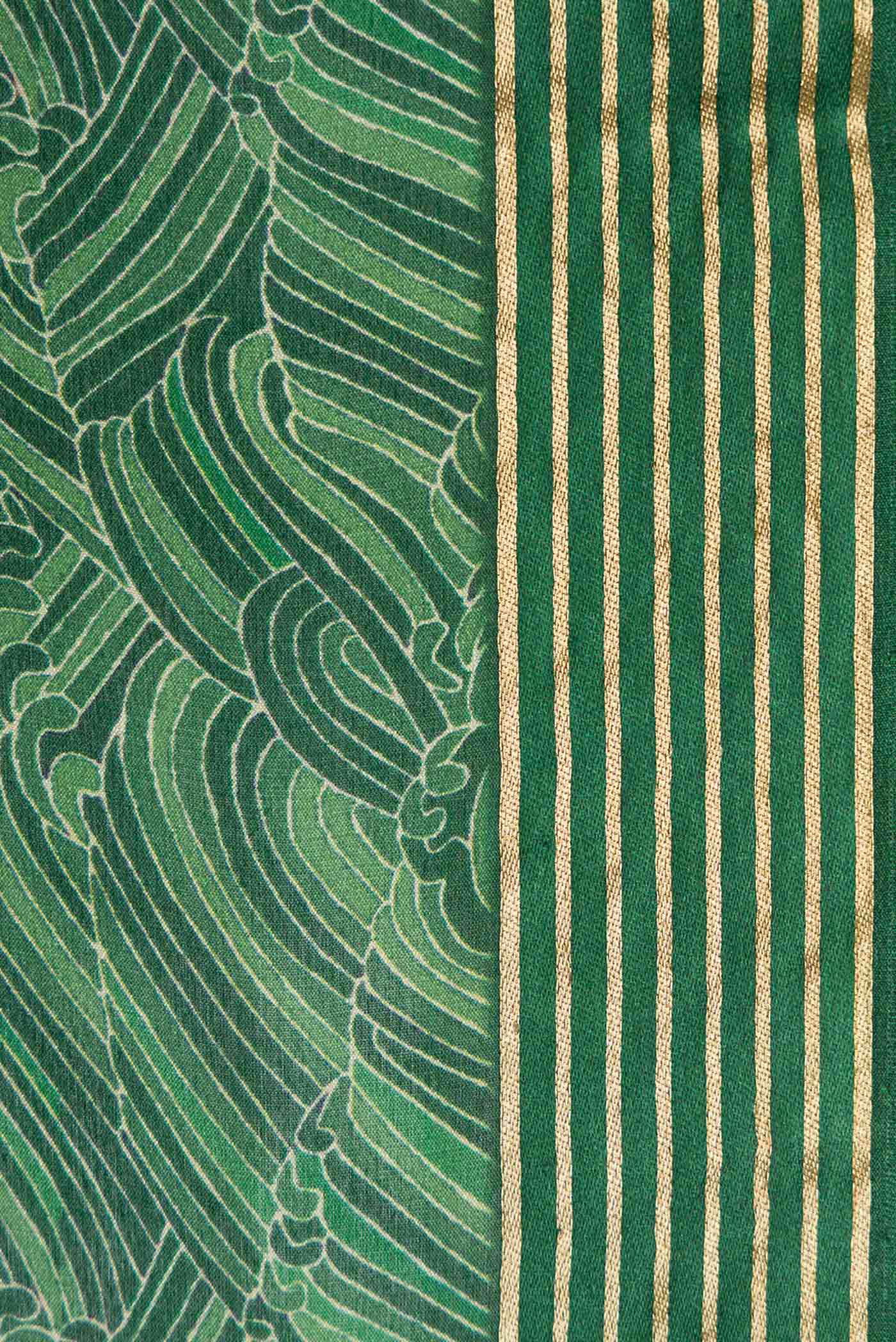 Border image of Green Dual Tone Mysore Crepe Saree with Zari Brocade on the body and Zari Border