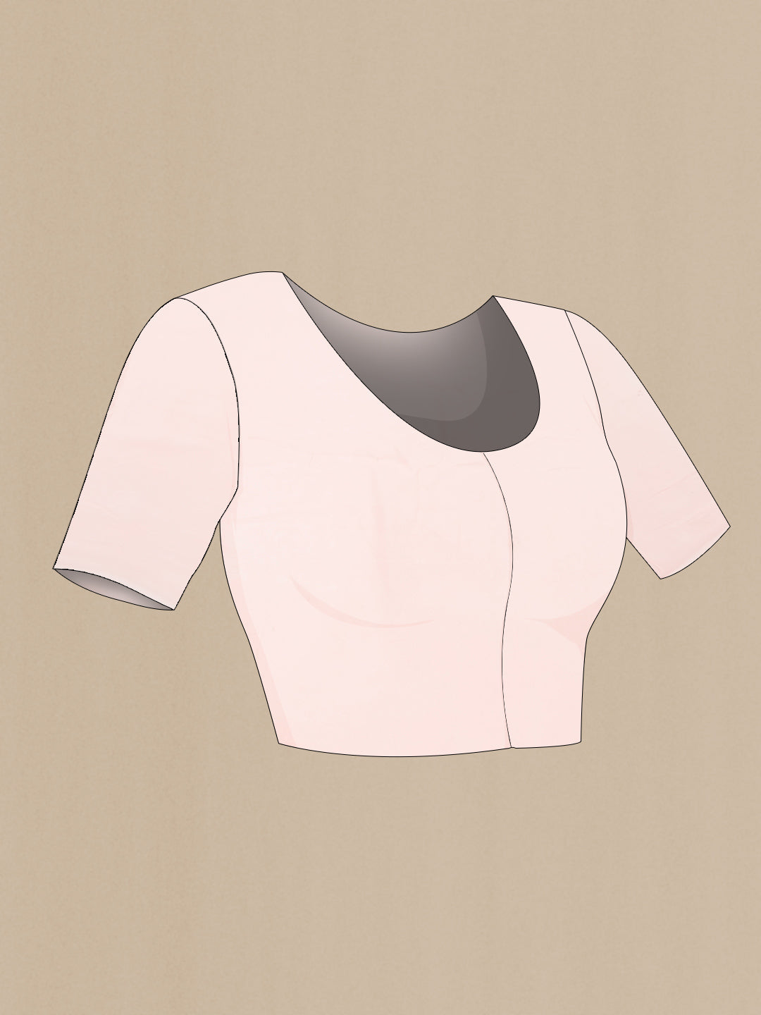 Close up image of the blouse of Peach Dual Tone Georgette Saree with Embroidery on the body and Embroidery Border. 