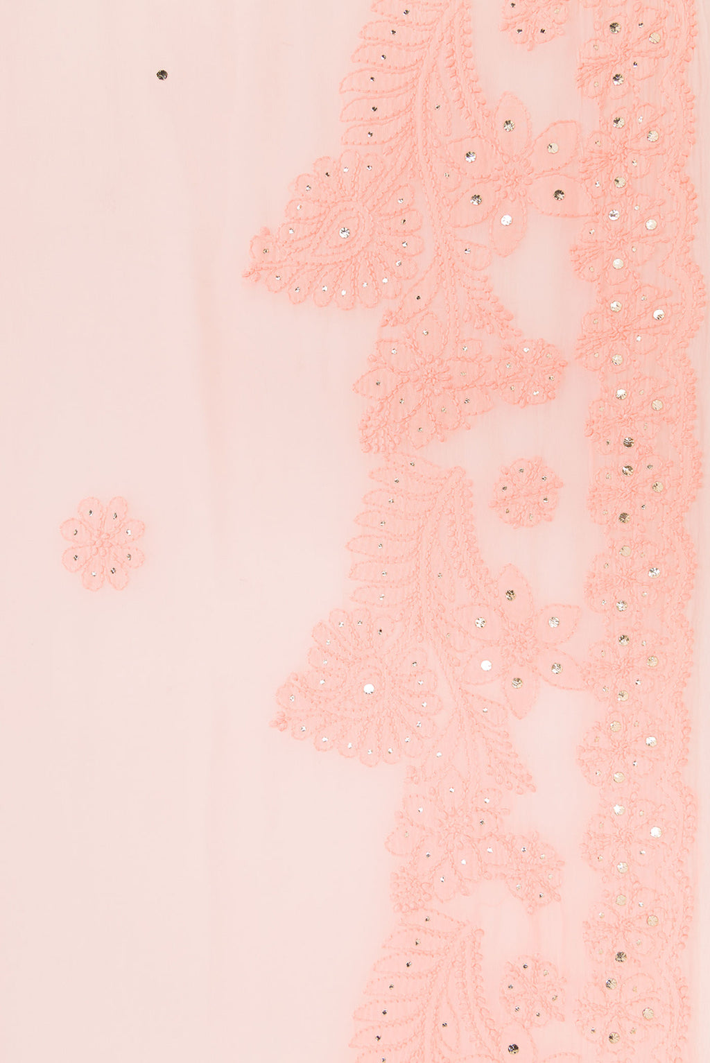 Border image of Peach Dual Tone Georgette Saree with Embroidery on the body and Embroidery Border. 