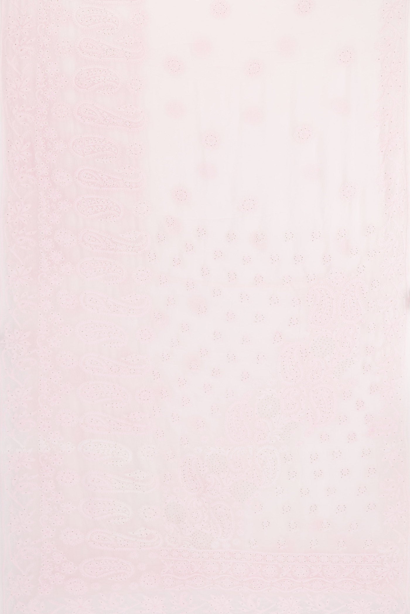 Flat view of Rose pink Dual Tone Georgette Saree with Embroidery on the body and Embroidery Border. 