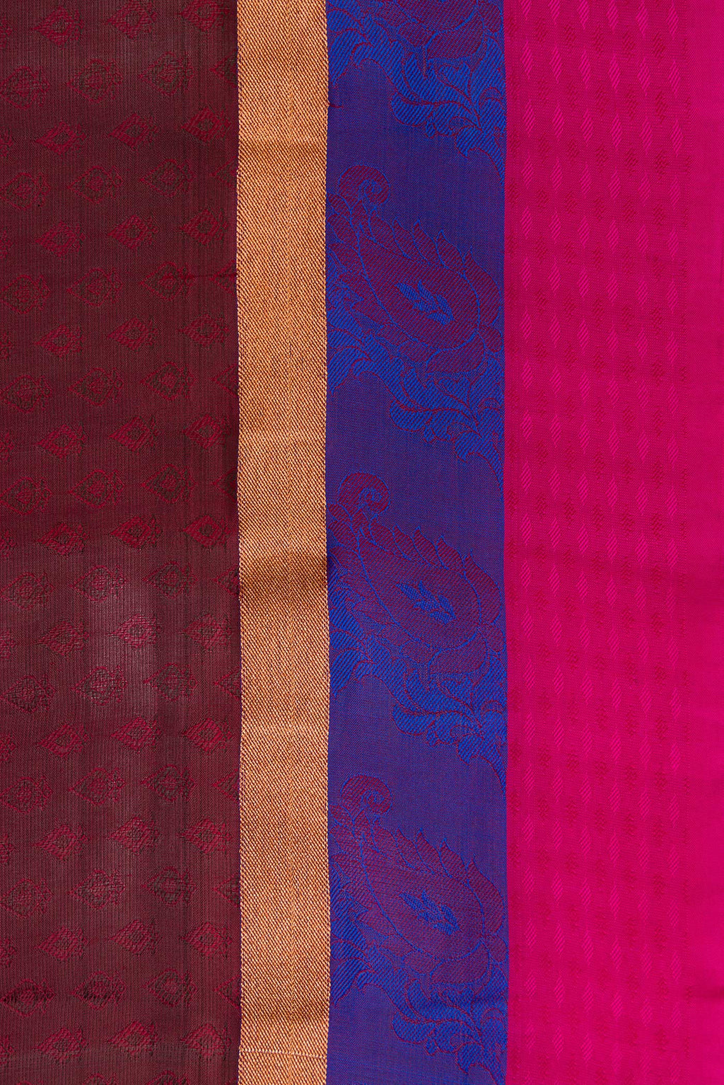 Border image of Maroon Dual Tone Kanchipuram Silk Saree with Jacquard design on the body and Fancy Border. 