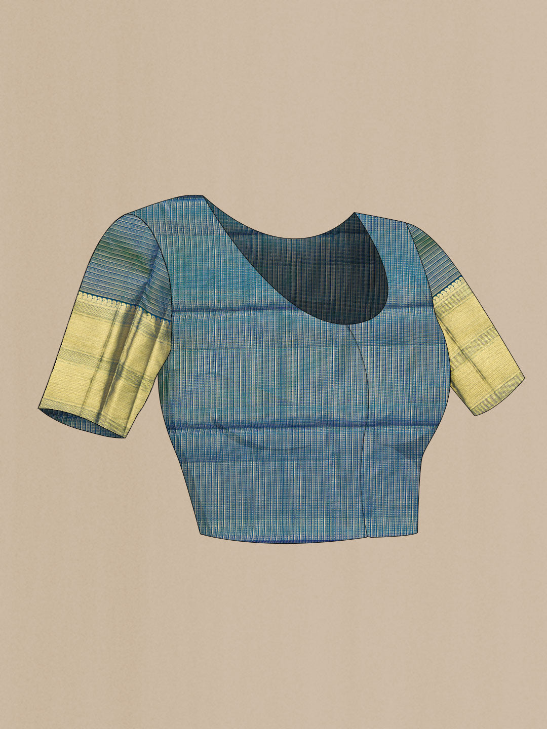 Close up image of the blouse of Purple Dual Tone Kanchipuram Silk Saree with Zari Butta on the body and Zari Border