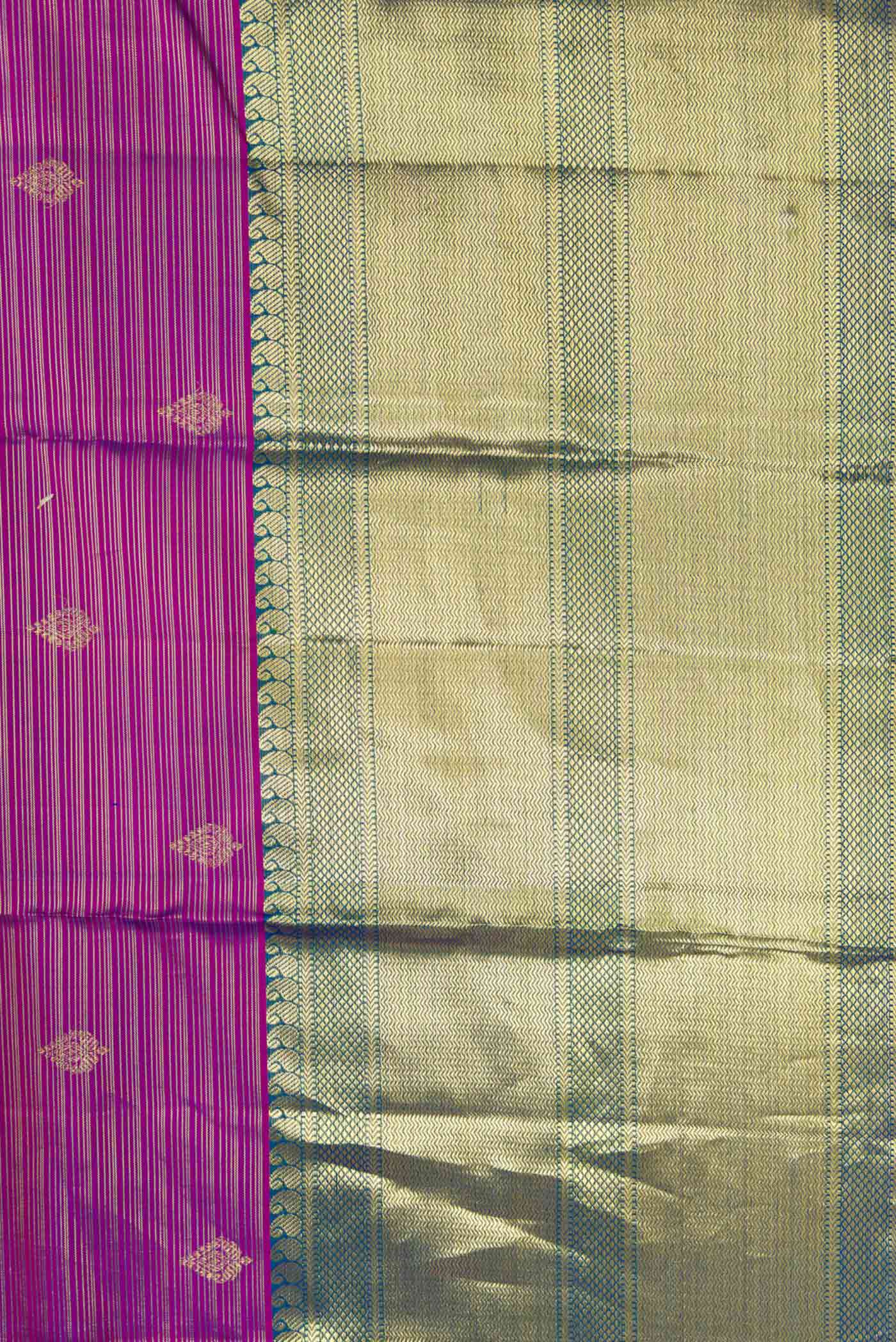 Border image of Purple Dual Tone Kanchipuram Silk Saree with Zari Butta on the body and Zari Border