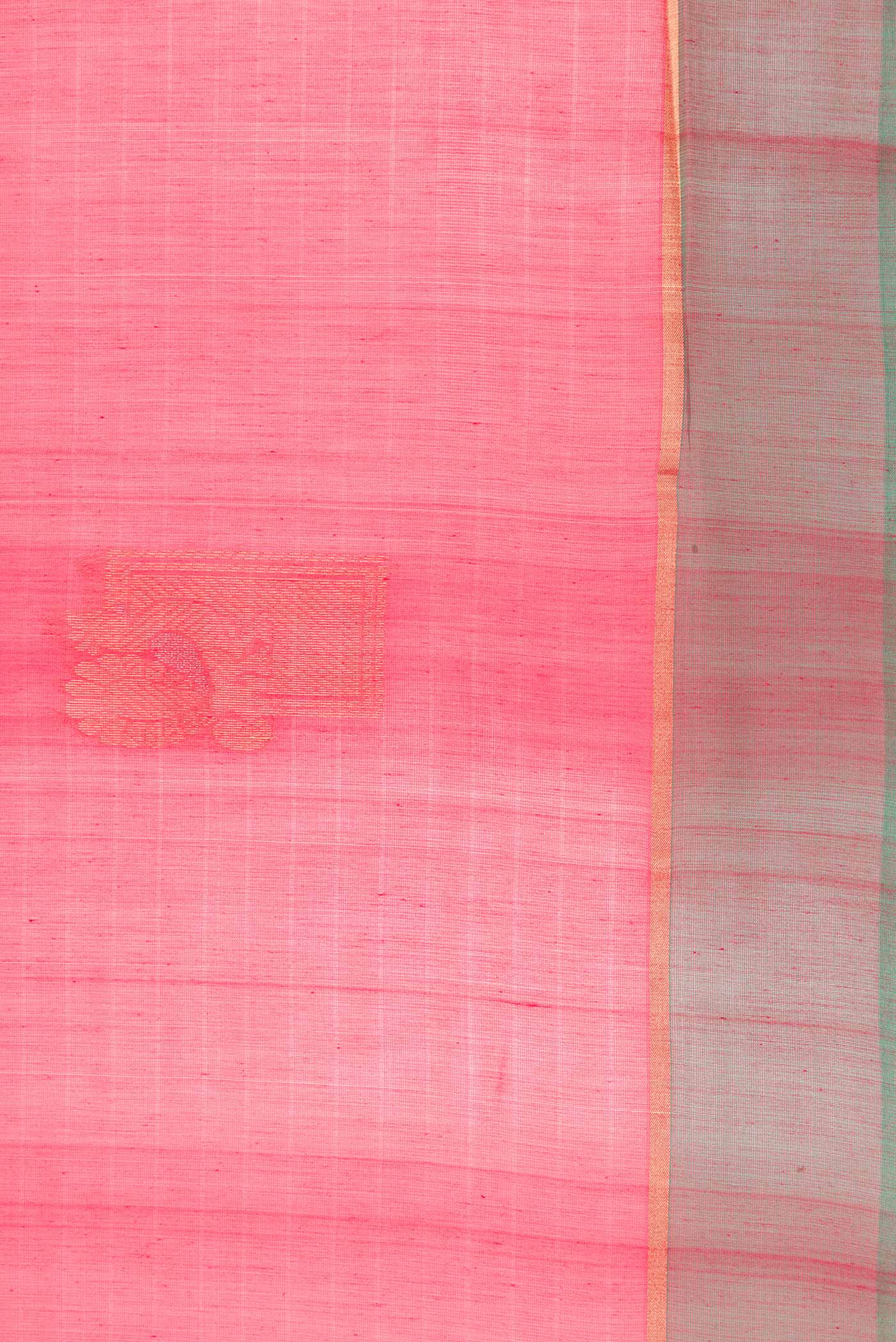 Border image of Pink Dual Tone Silk Cotton Saree with Zari Butta on the body and Zari Border. 