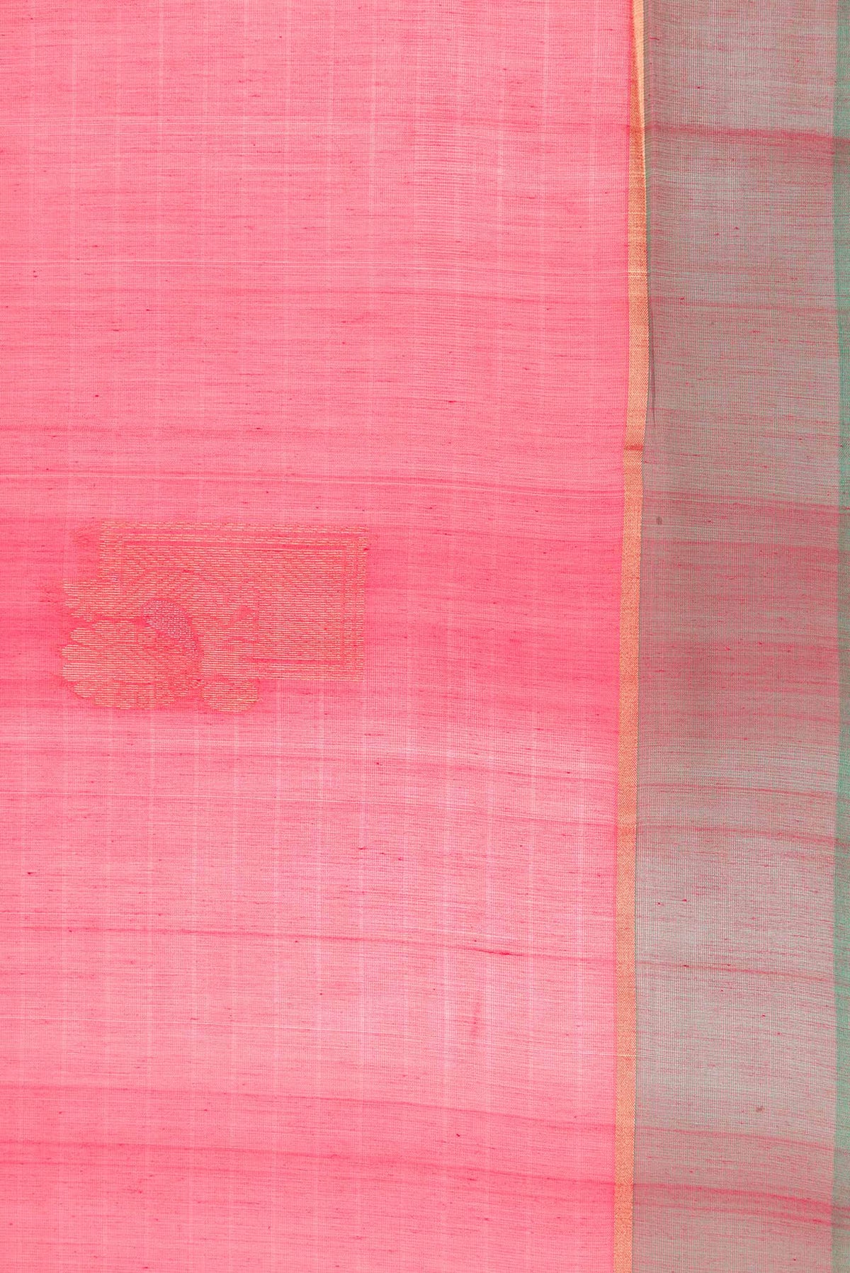 Border image of Pink Dual Tone Silk Cotton Saree with Zari Butta on the body and Zari Border. 