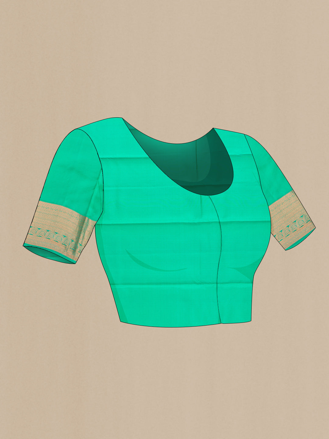 Close up image of the blouse of Pink Dual Tone Kanchipuram Silk Saree with Jacquard With Zari Butta on the body and Zari Border. 