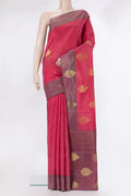 Pure Silk Imperial Red Dual Tone Kanjivaram Saree with Zari Butta on the body and Fancy Border.  displayed on a mannequin