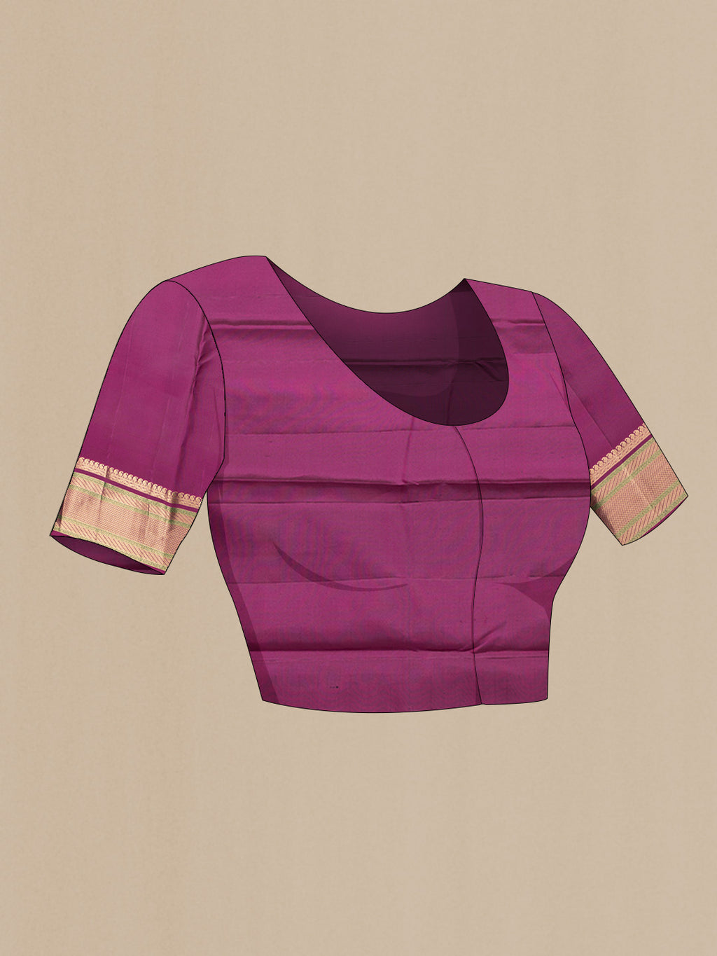 Close up image of the blouse of Black Dual Tone Kanchipuram Silk Saree with Checked design on the body and Zari Border. 
