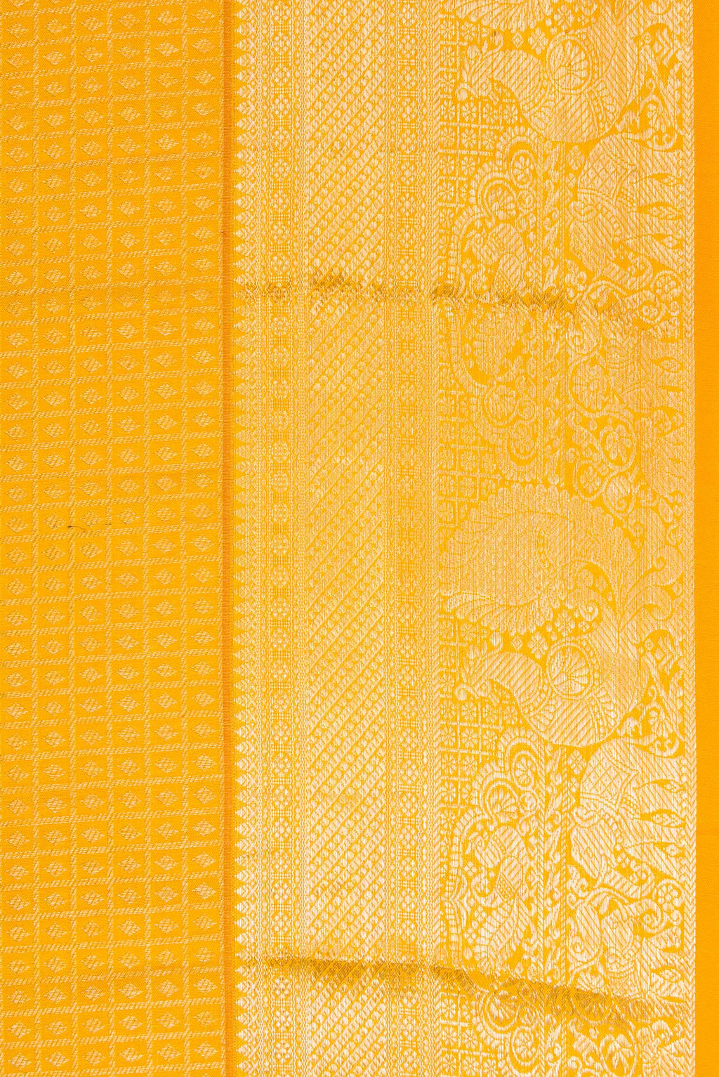 Border image of Mustard Dual Tone Kanjivaram Silk Saree with Zari Brocade on the body and Zari Border. 