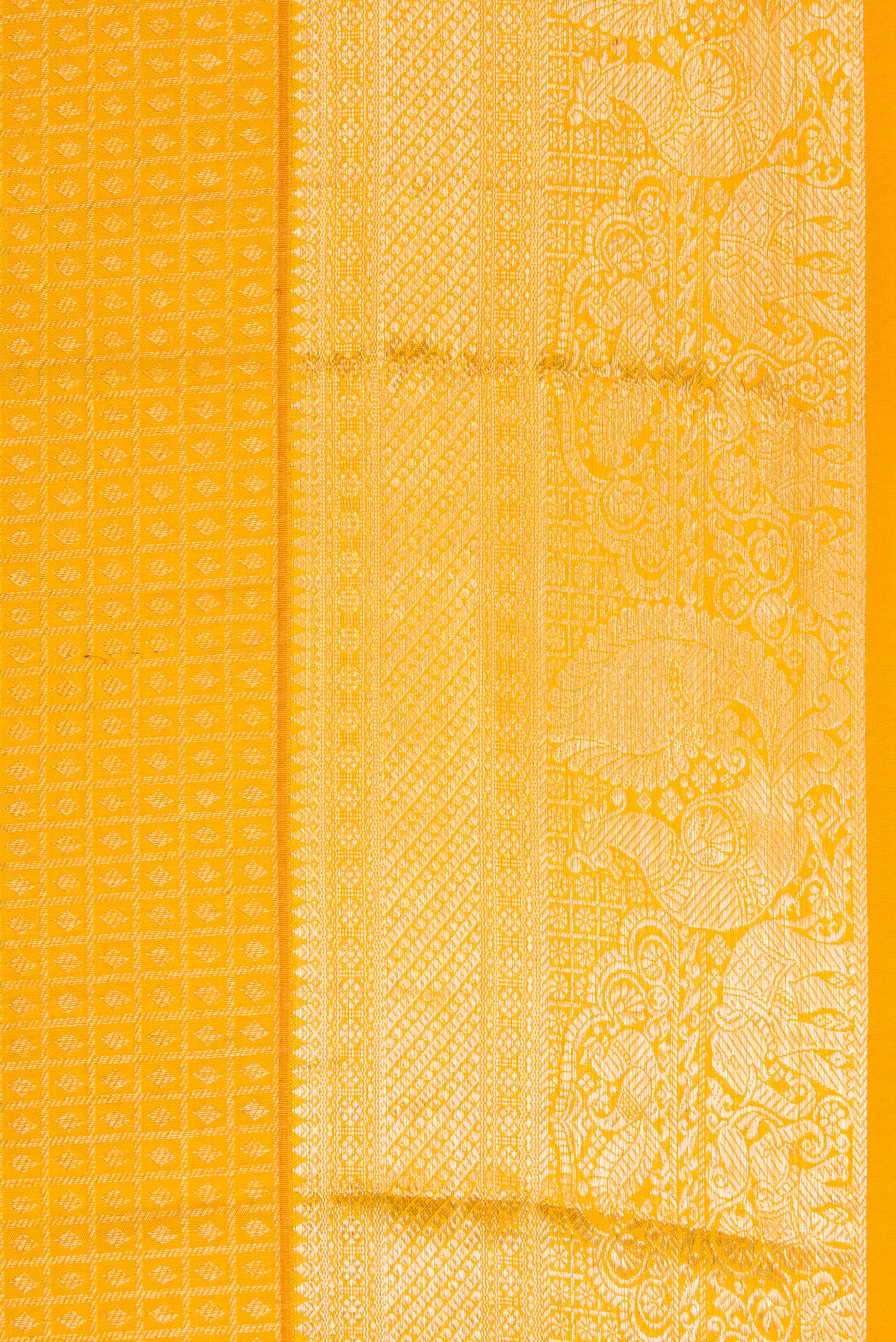 Border image of Mustard Dual Tone Kanjivaram Silk Saree with Zari Brocade on the body and Zari Border. 