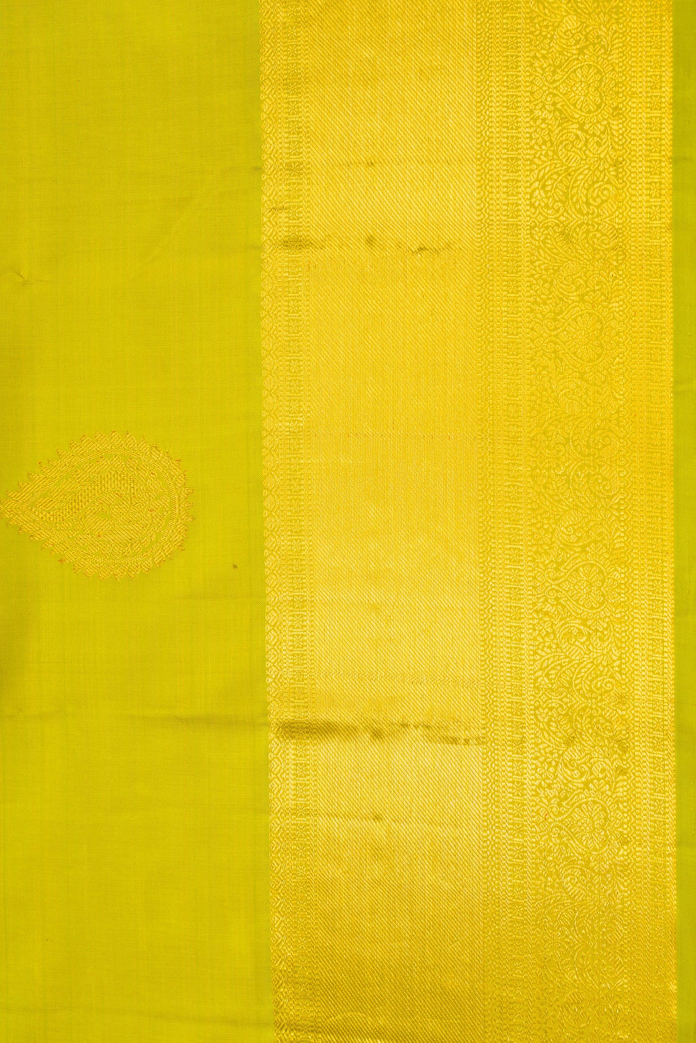 Border image of Green Dual Tone Kanjivaram Silk Saree with Zari Butta on the body and Zari Border. 