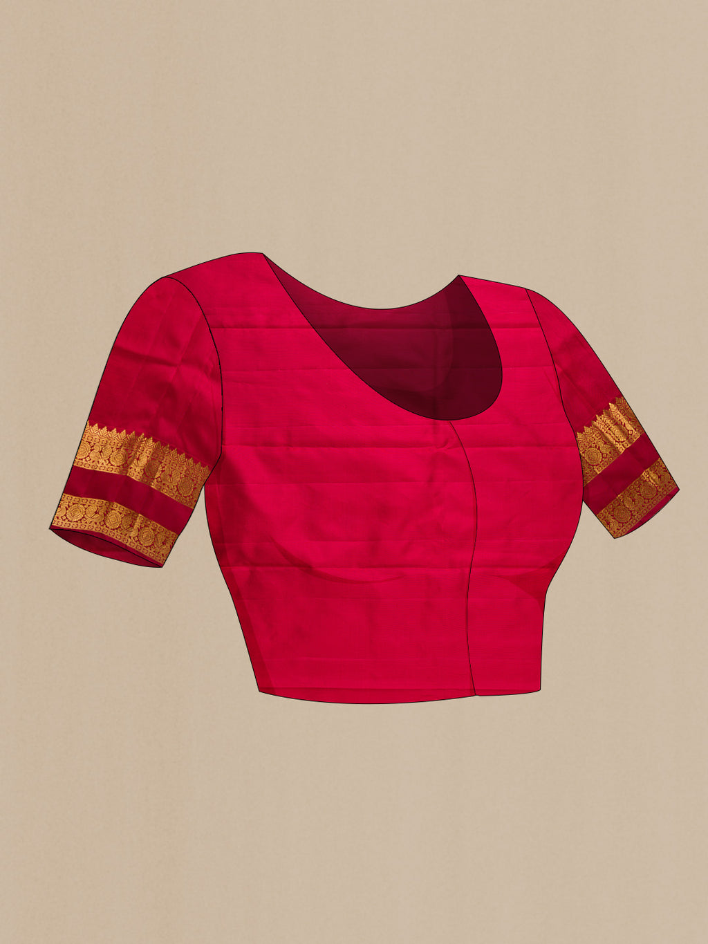 Close up image of the blouse of Grey Dual Tone Kanchipuram Silk Saree with Zari Butta on the body and Zari Border