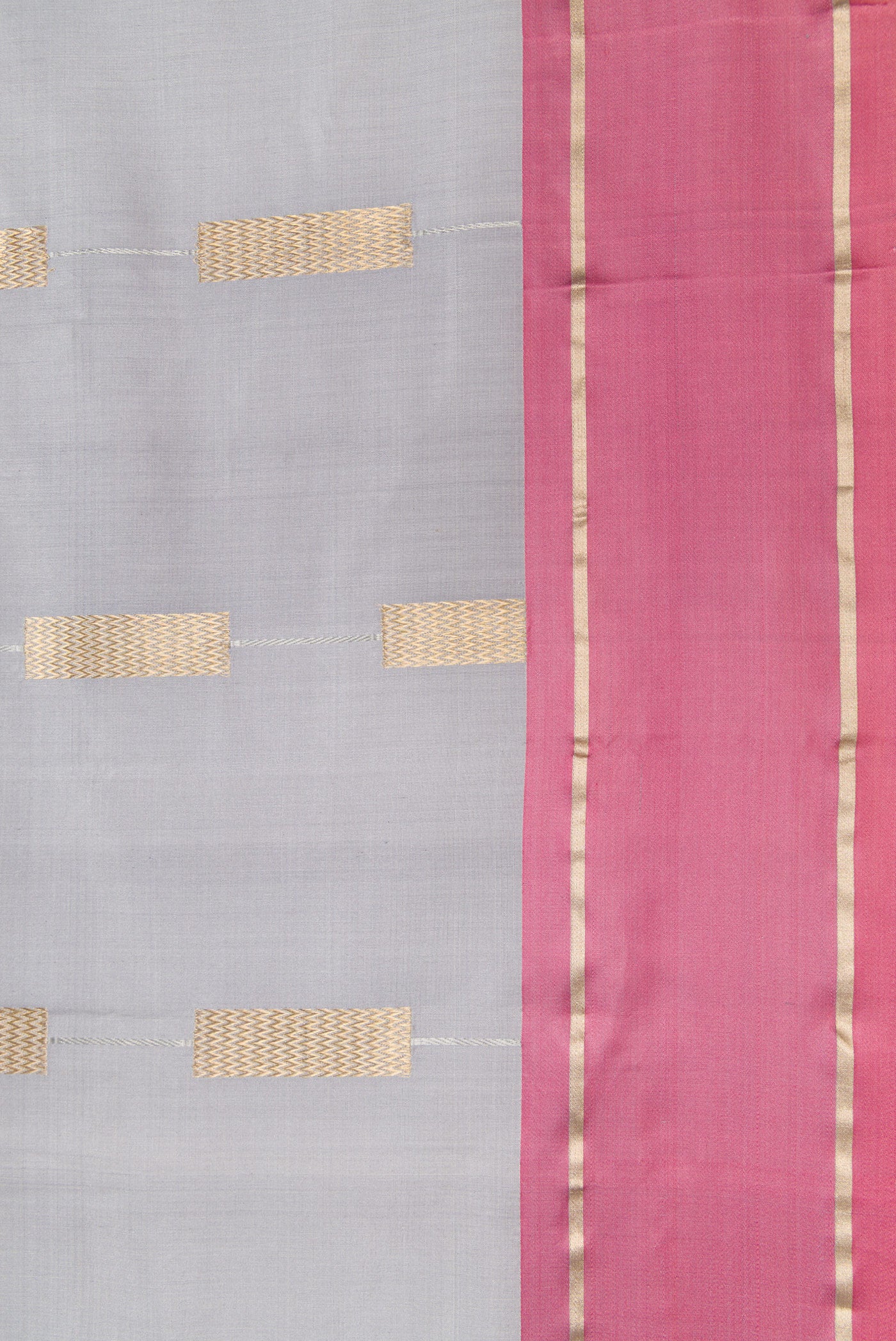 Border image of Grey Dual Tone Banarasi Silk Saree with Stripes on the body and Zari Border. 