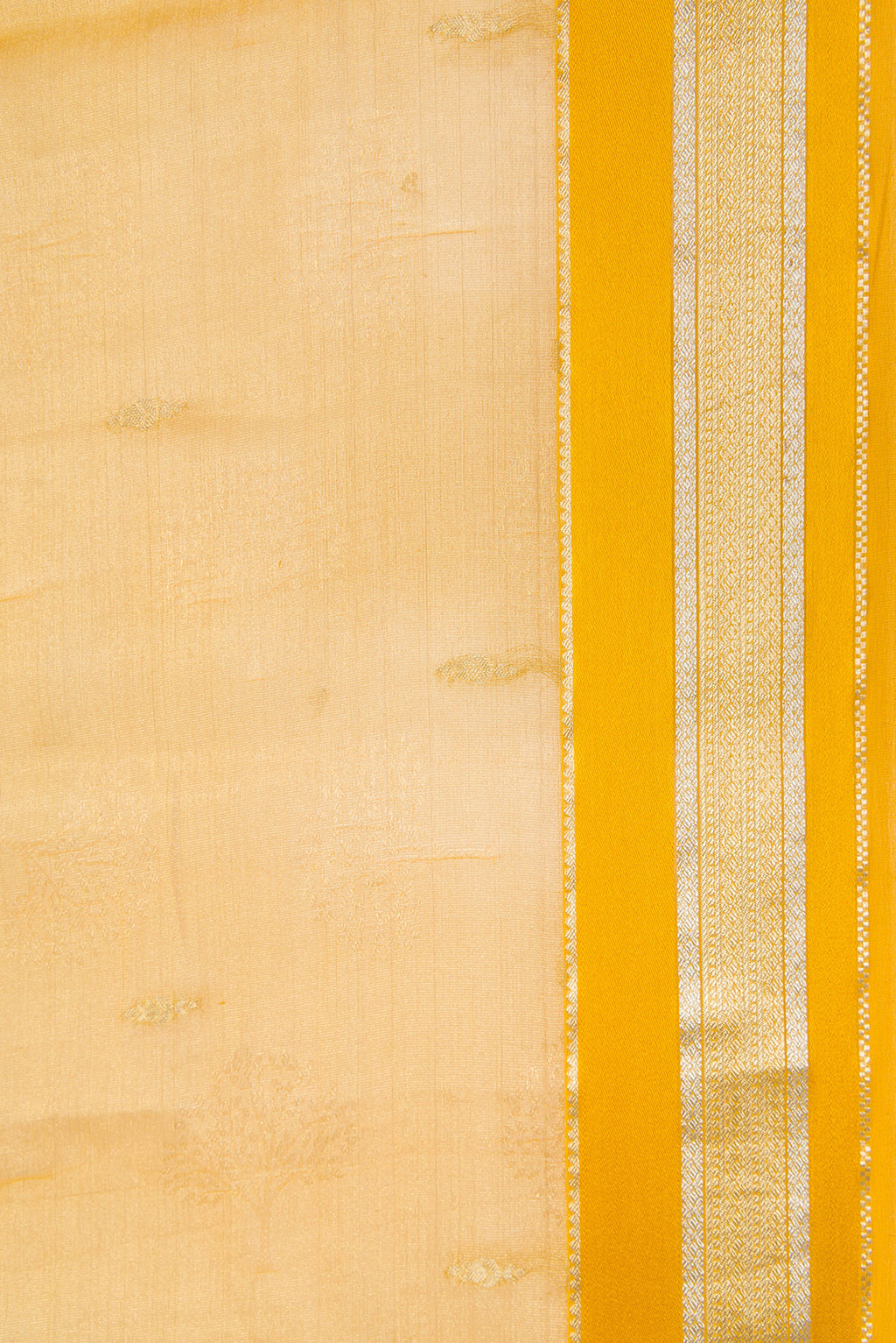 Border image of Mustard Dual Tone Mysore Georgette Saree with Zari Brocade on the body and Zari Border. 