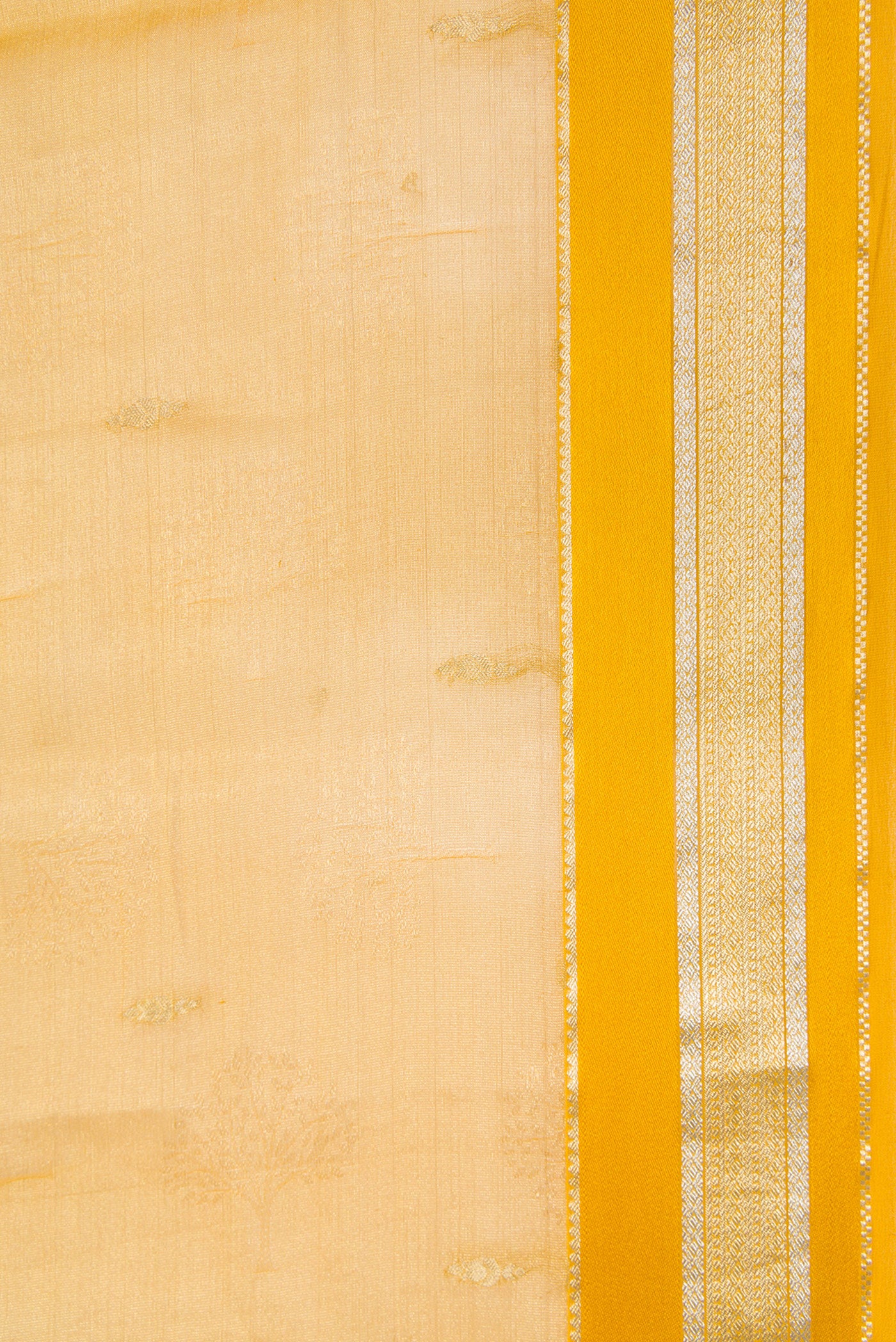 Border image of Mustard Dual Tone Mysore Georgette Saree with Zari Brocade on the body and Zari Border. 