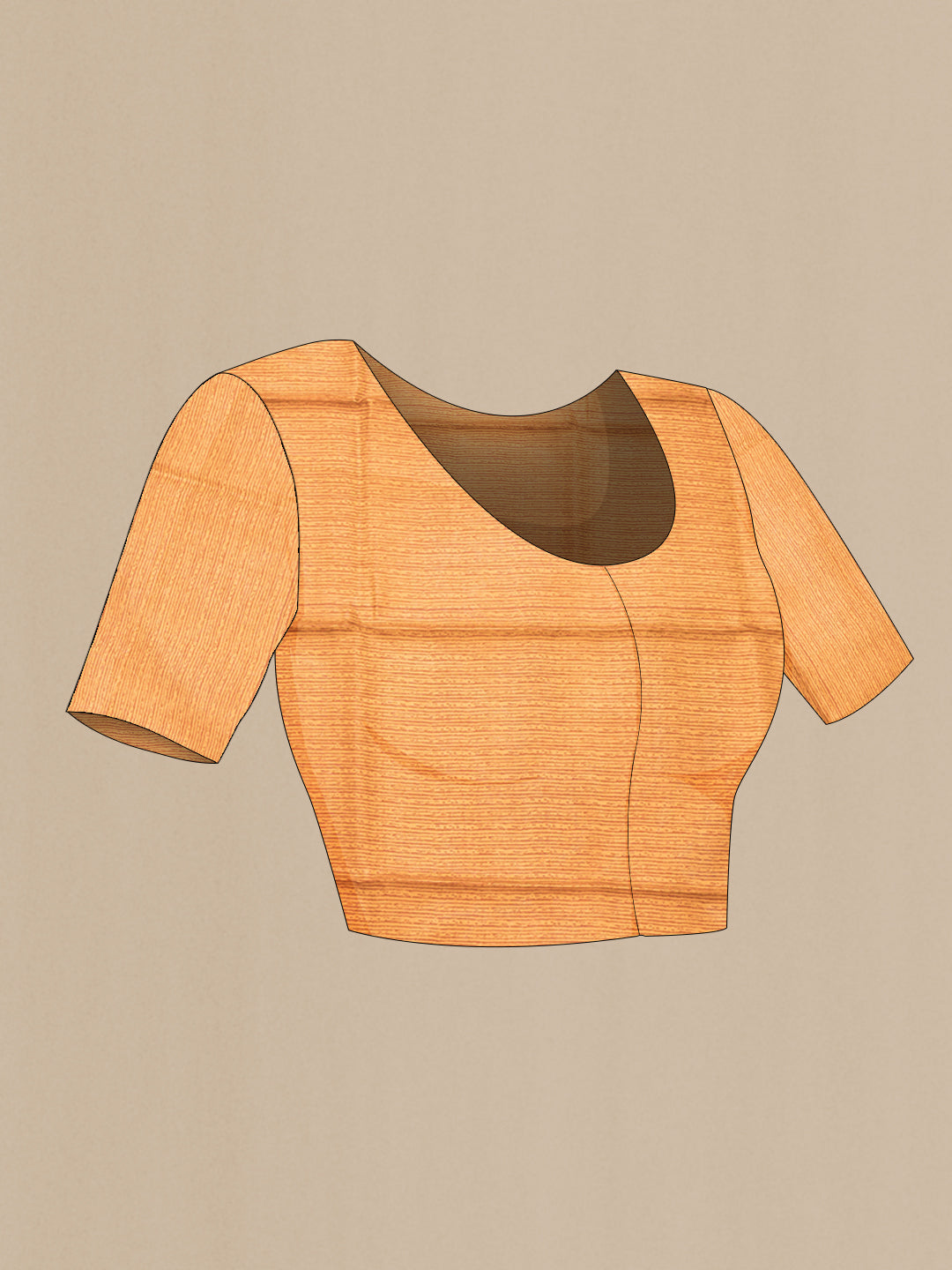 Close up image of the blouse of Mustard Dual Tone Printed Silk Saree with Printed design on the body and Printed Border. 
