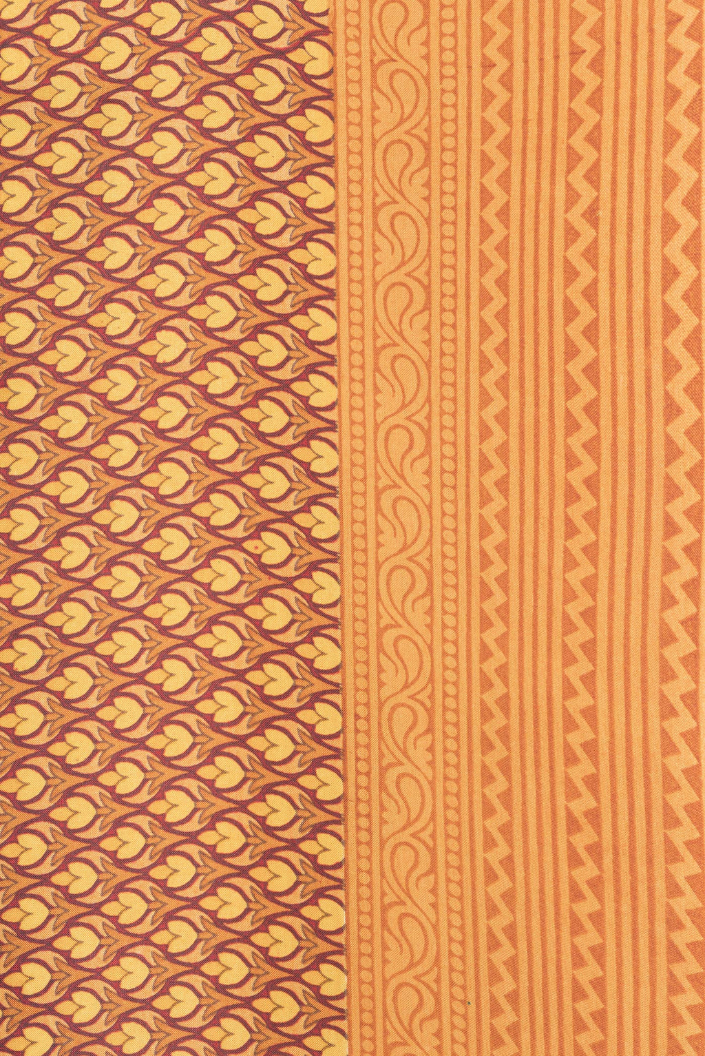Border image of Mustard Dual Tone Printed Silk Saree with Printed design on the body and Printed Border. 