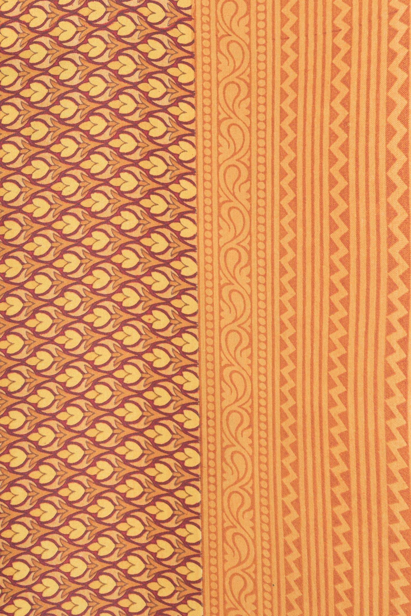 Border image of Mustard Dual Tone Printed Silk Saree with Printed design on the body and Printed Border. 