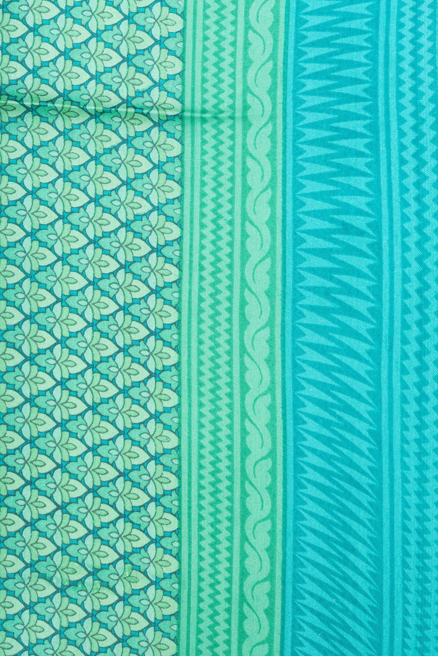 Border image of Sea Green Dual Tone Printed Silk Saree with Printed design on the body and Printed Border. 