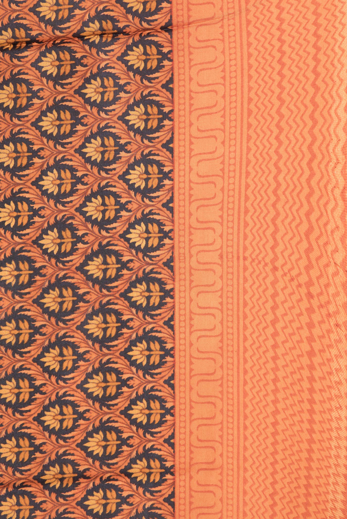 Border image of Black Dual Tone Printed Silk Saree with Printed design on the body and Printed Border. 