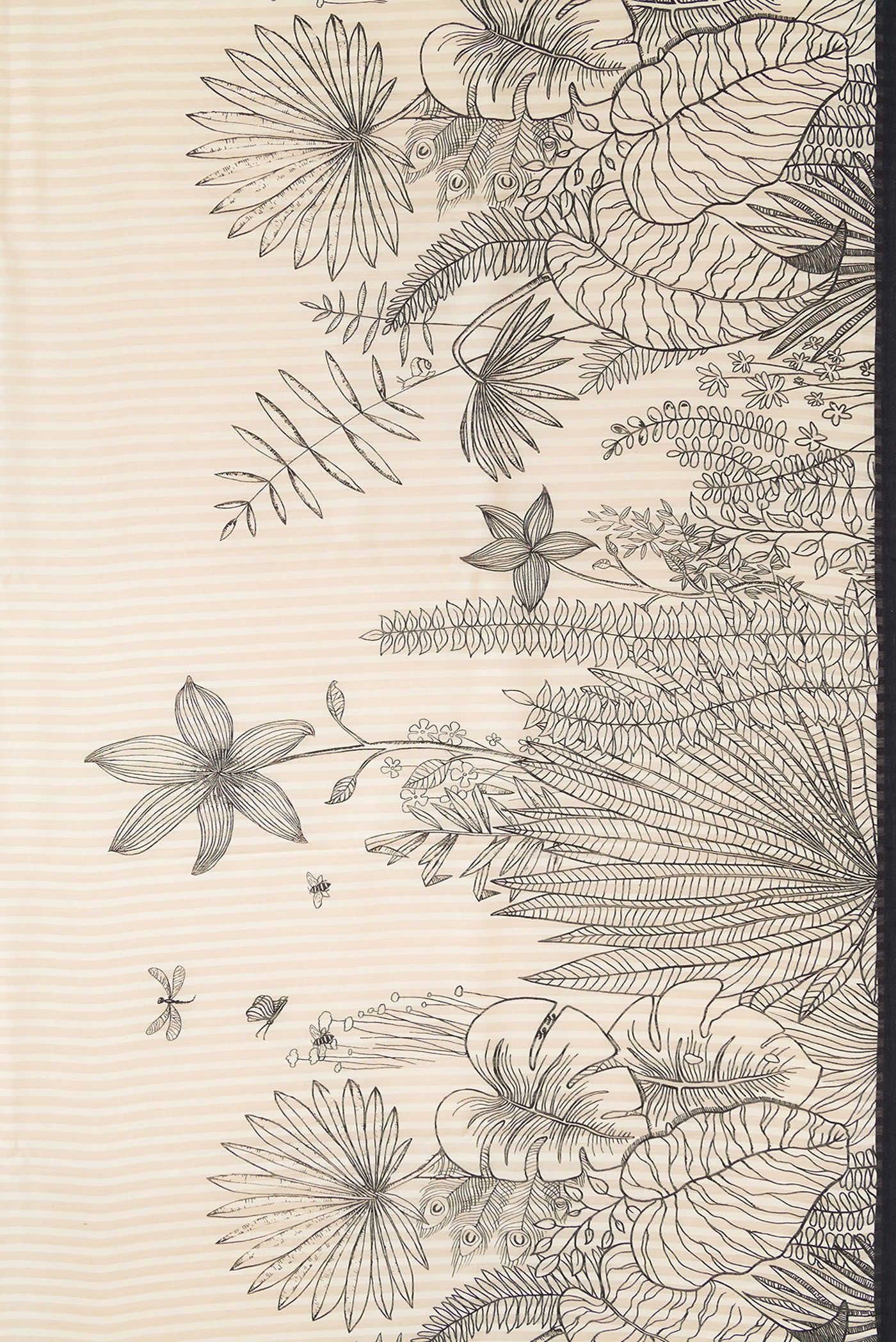Border image of Beige Dual Tone Tussar Silk Saree with Stripes on the body and Fancy Border. 