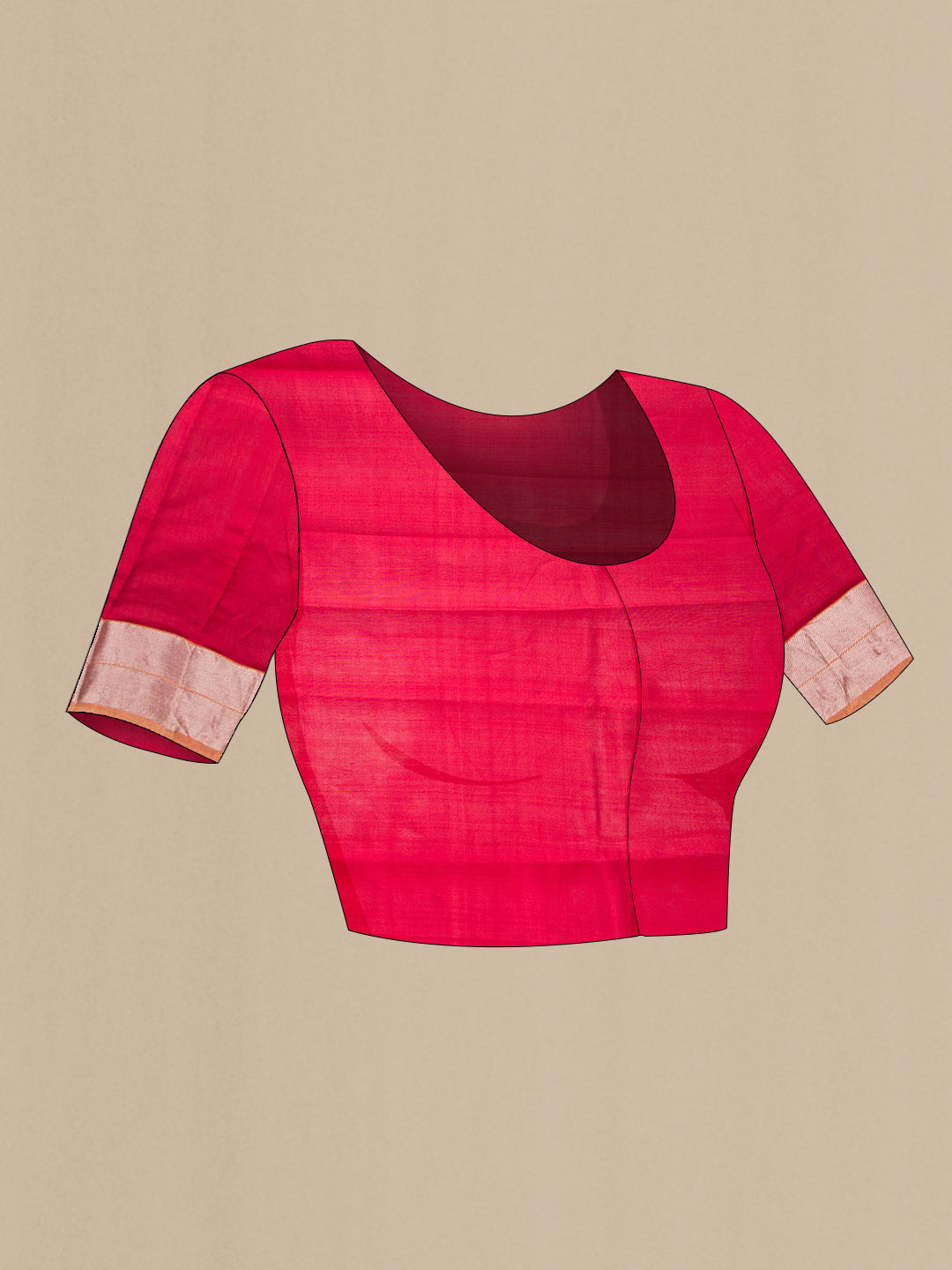 Close up image of the blouse of Burgundy Dual Tone Banarasi Silk Saree with Stripes on the body and Thin Zari Line. 