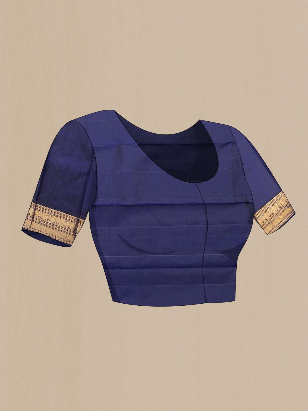 Close up image of the blouse of Red Dual Tone Kanjivaram Silk Saree with Zari Butta on the body and Zari Border. 