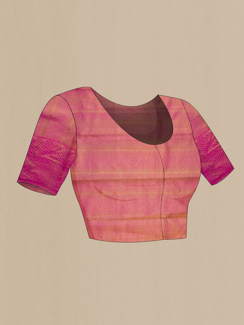 Close up image of the blouse of Pista Green Dual Tone Kanchipuram Silk Saree with Zari Brocade on the body and Zari Border. 