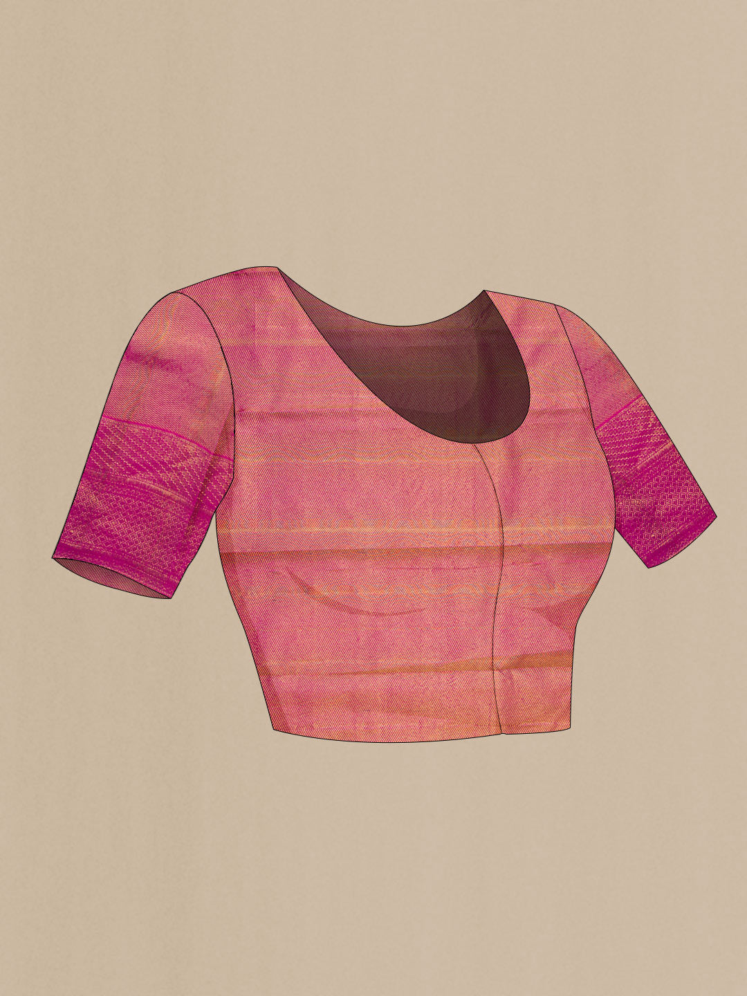 Close up image of the blouse of Pista Green Dual Tone Kanchipuram Silk Saree with Zari Brocade on the body and Zari Border. 