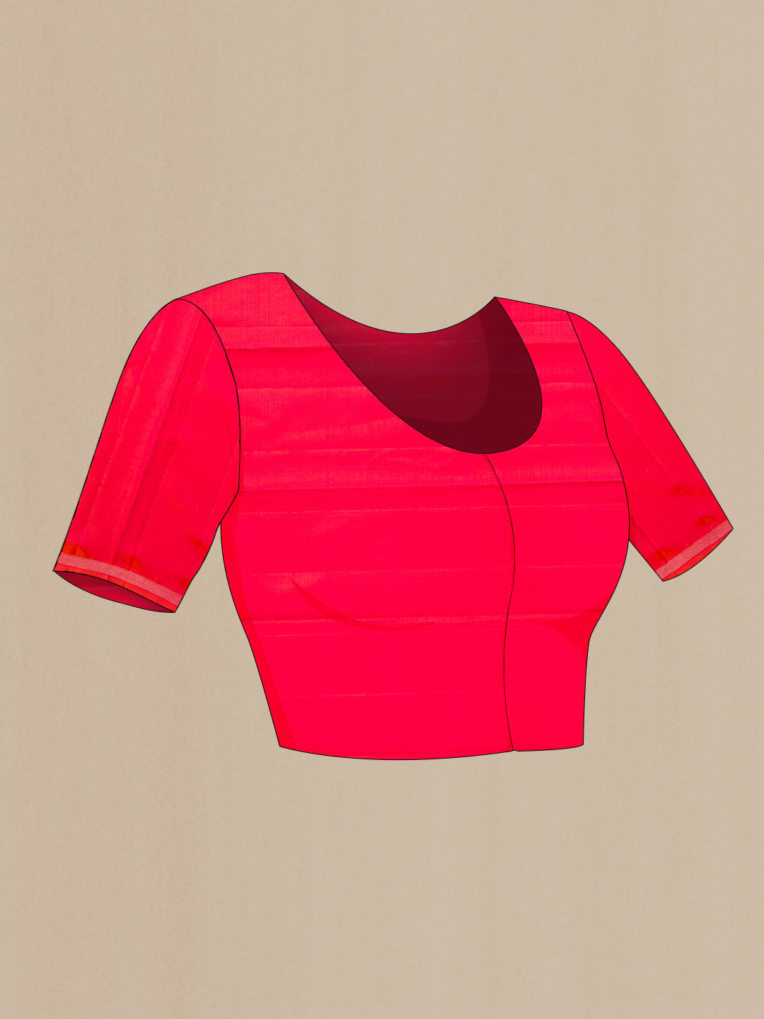 Close up image of the blouse of Parrot Green Dual Tone Kanchipuram Silk Saree with Stripes on the body and Zari Border. 