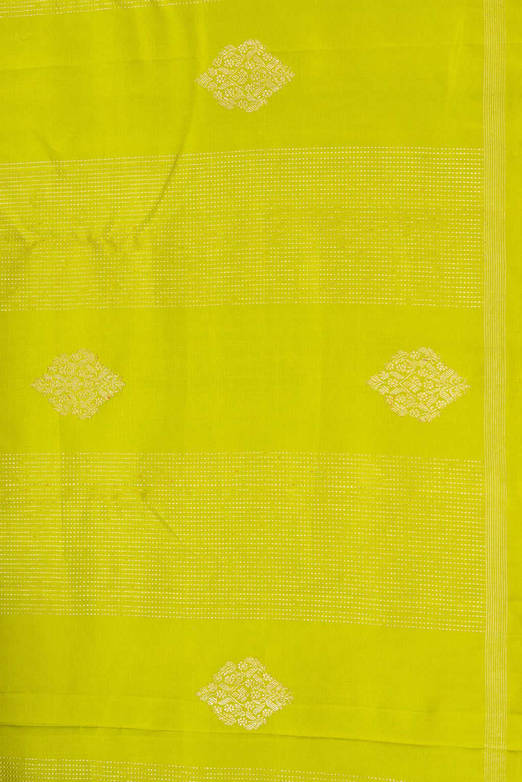 Border image of Parrot Green Dual Tone Kanchipuram Silk Saree with Stripes on the body and Zari Border. 