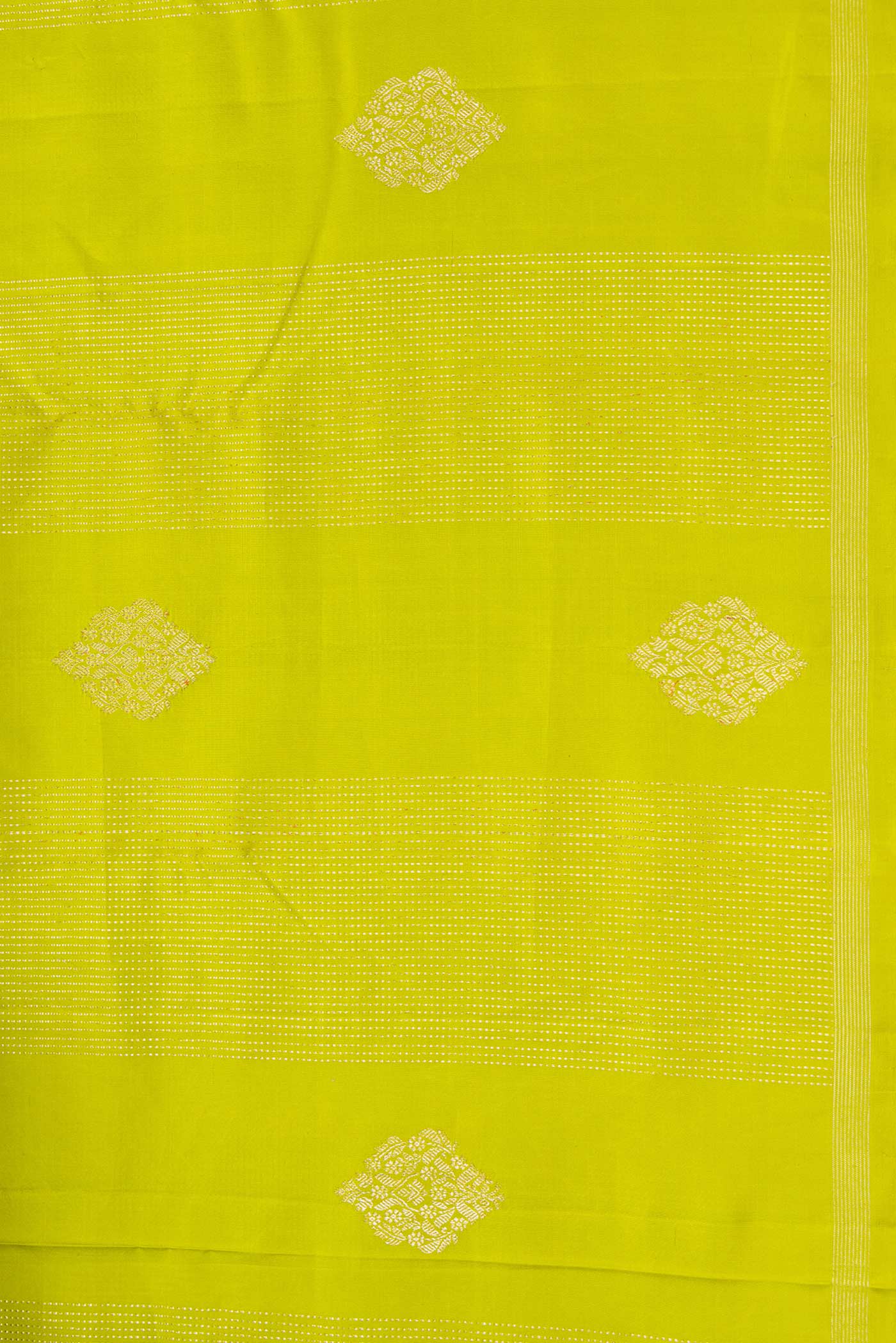 Border image of Parrot Green Dual Tone Kanchipuram Silk Saree with Stripes on the body and Zari Border. 
