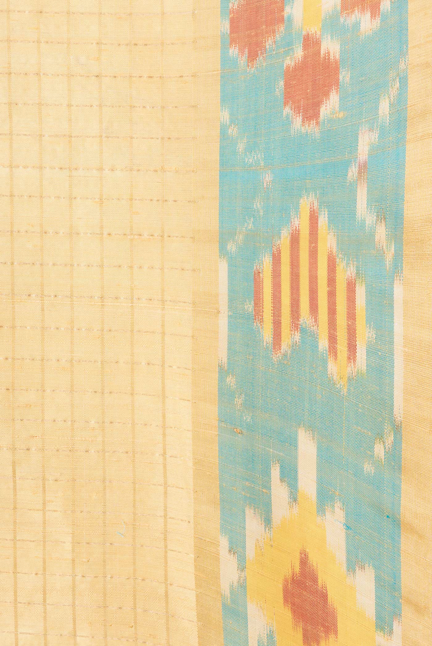 Border image of Sandal Dual Tone Raw Silk Saree with Plain Body and Ikat Border. 