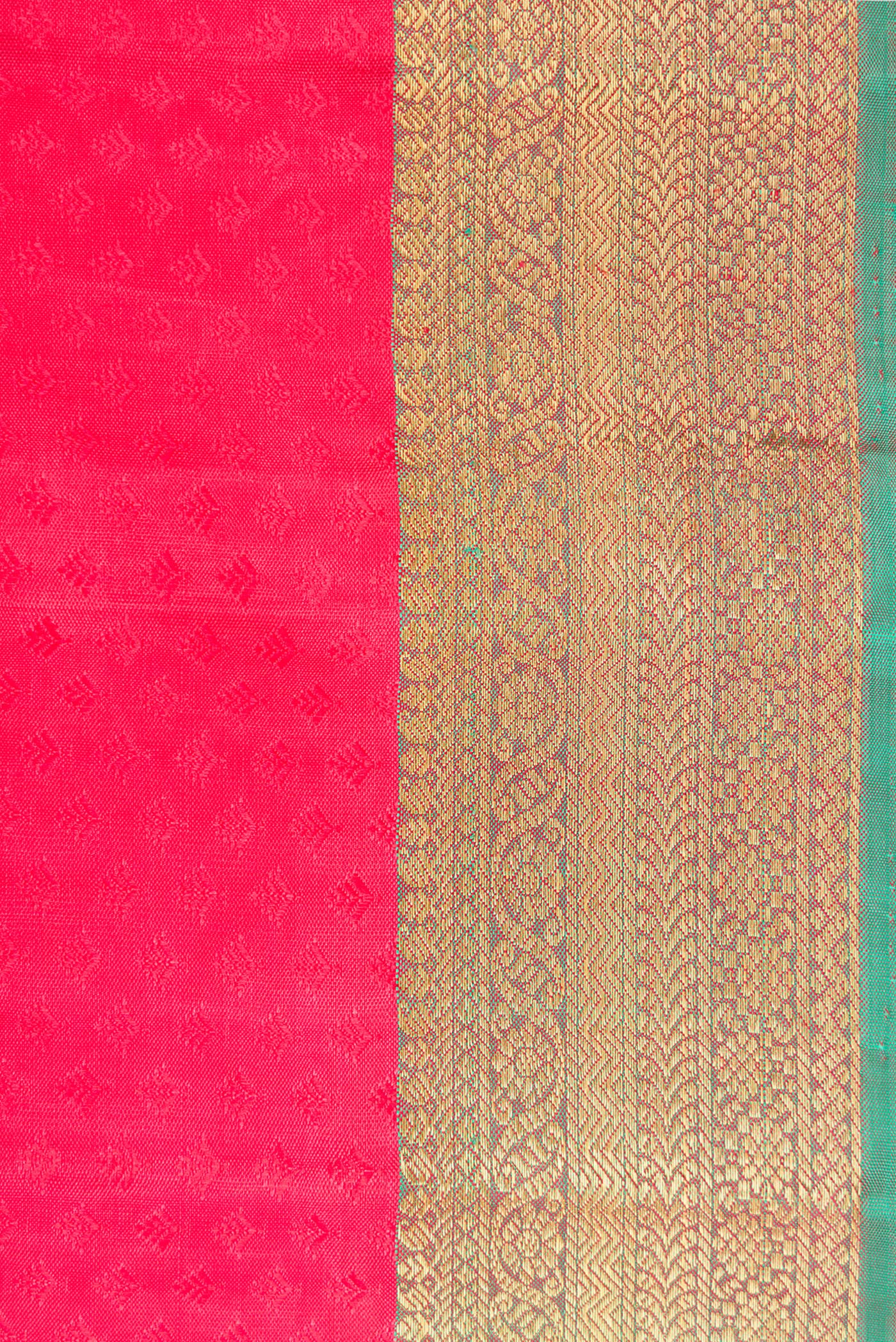 Border image of Pure Silk Pure Zari Pink Dual Tone Kanjivaram Saree with Jacquard design on the body and Zari Border. 