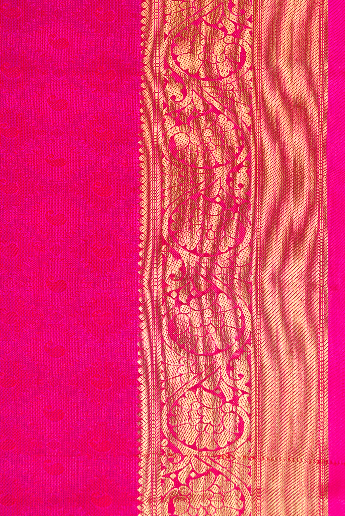 Border image of Pure Silk Pure Zari Magenta Dual Tone Kanchipuram Saree with Jacquard With Zari Butta on the body and Zari Border. 