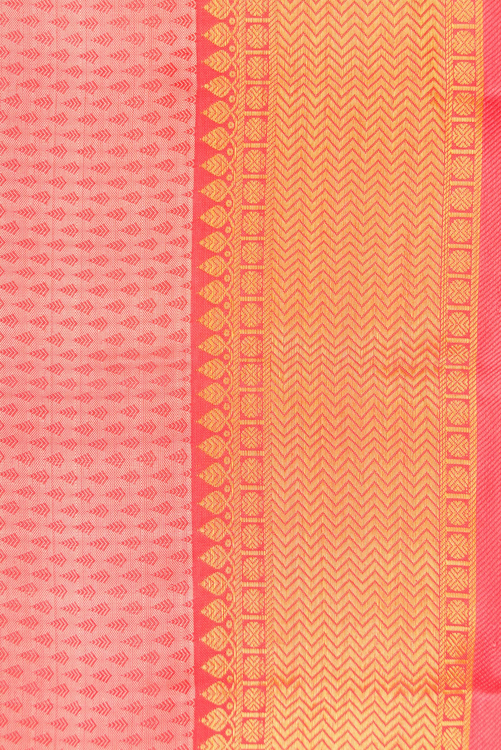 Border image of Peach Dual Tone Kanchipuram Silk Saree with Jacquard design on the body and Zari Border. 