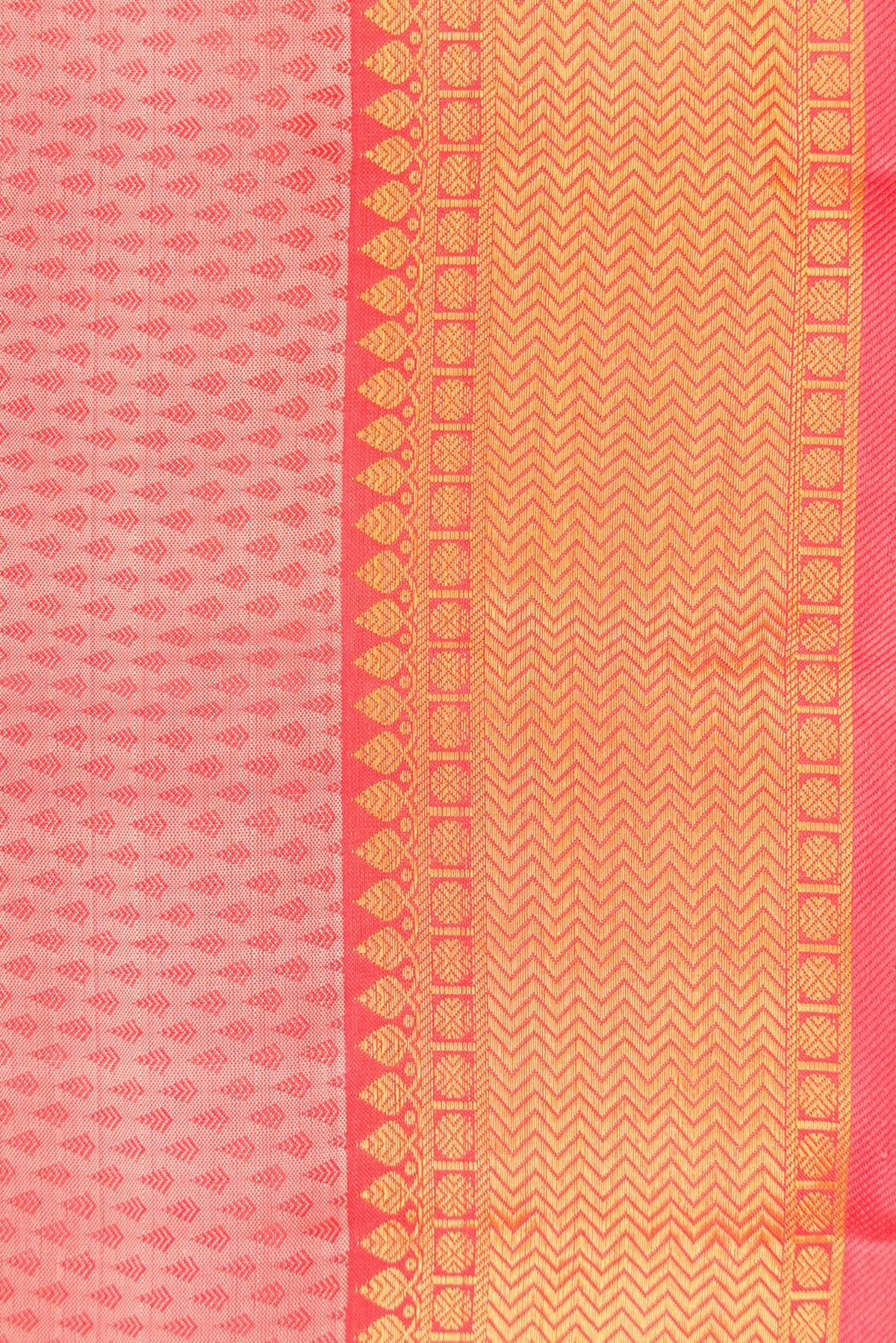 Border image of Peach Dual Tone Kanchipuram Silk Saree with Jacquard design on the body and Zari Border. 