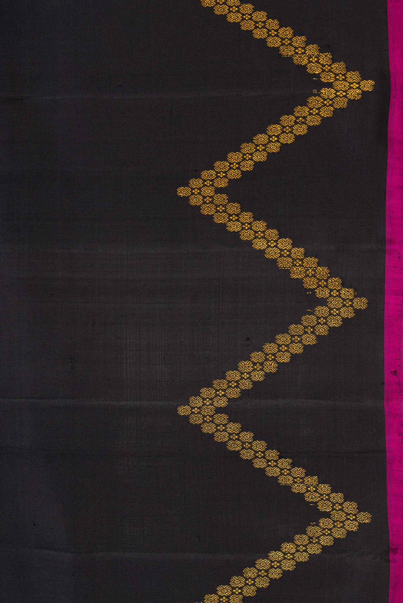 Border image of Black Dual Tone Kanjivaram Silk Saree with Stripes on the body and Plain Border. 