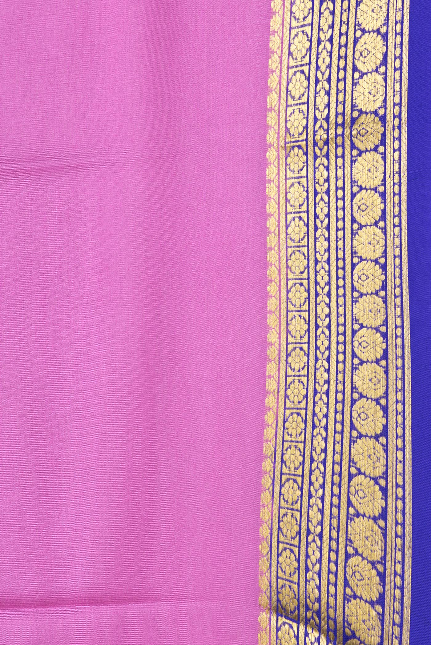 Border image of Pink Dual Tone Mysore Silk Saree with Plain Body and Zari Border. 