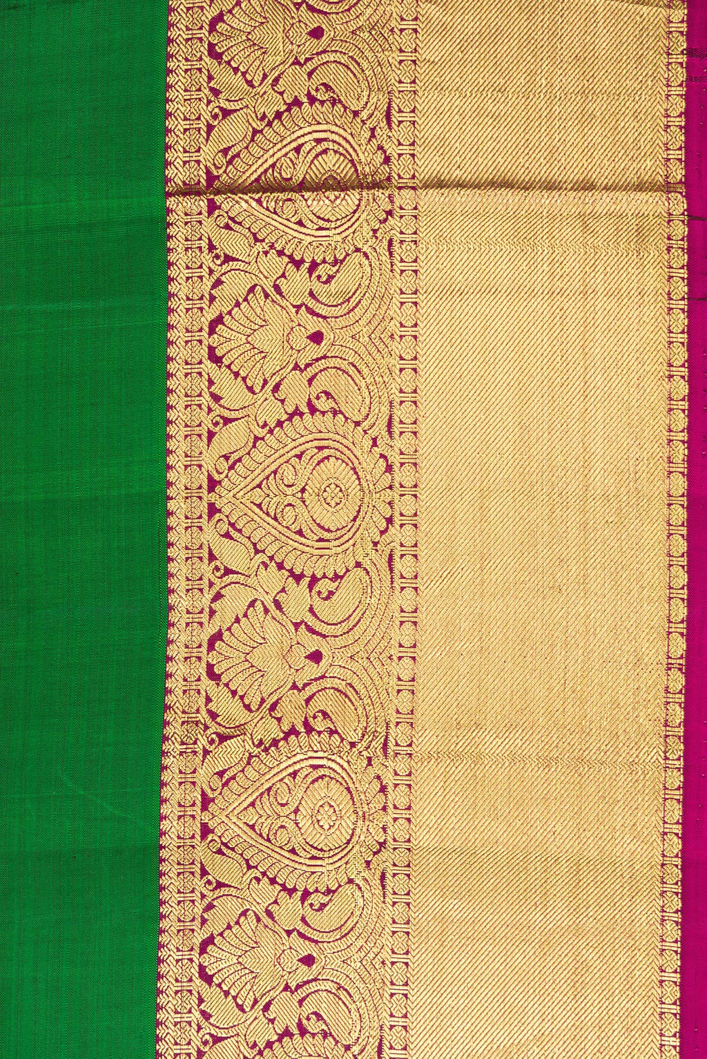 Border image of Green Dual Tone Kanchipuram Silk Saree with Zari Butta on the body and Zari Border. 